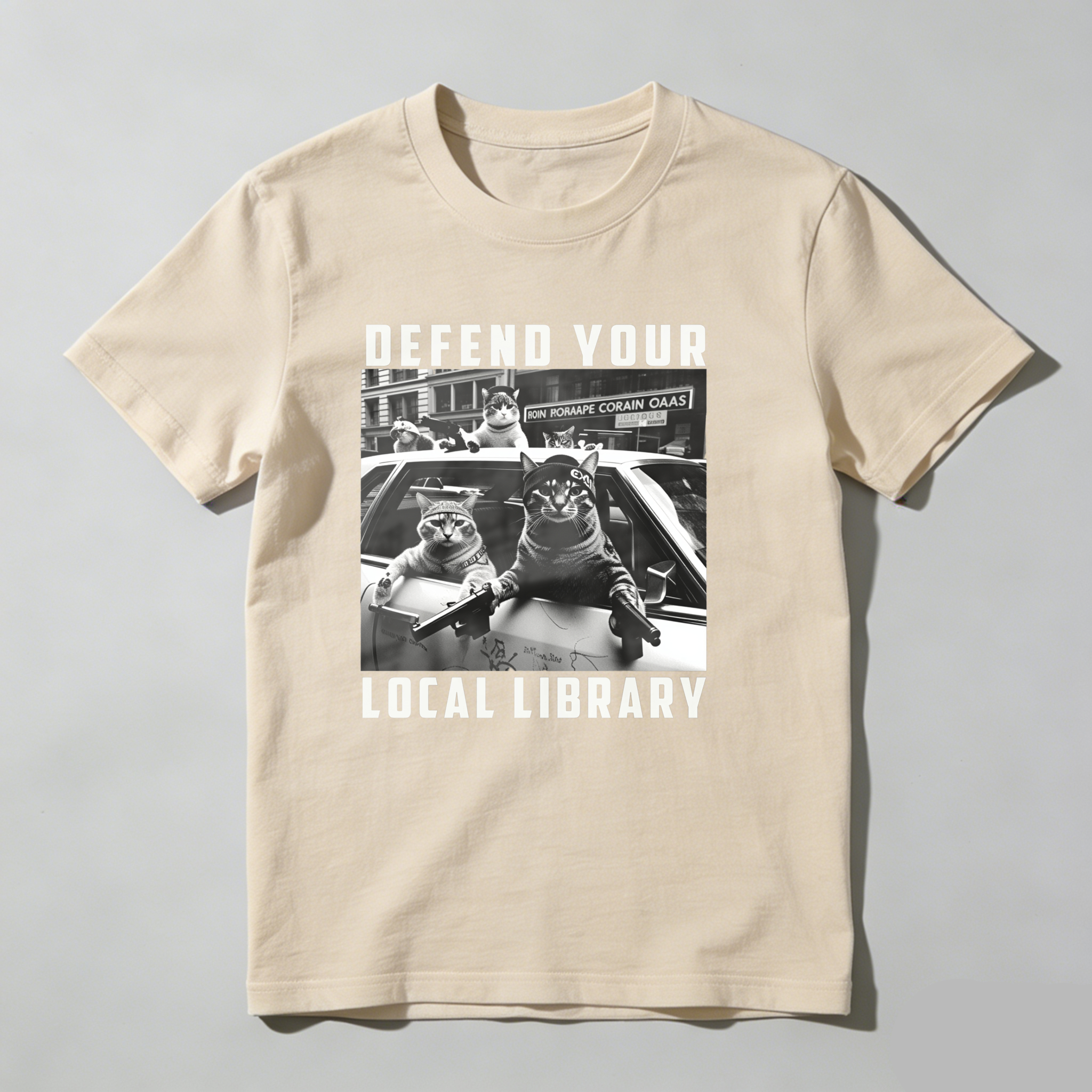 Dorawear™ Defend Your Local Library Cats In Car T Shirt