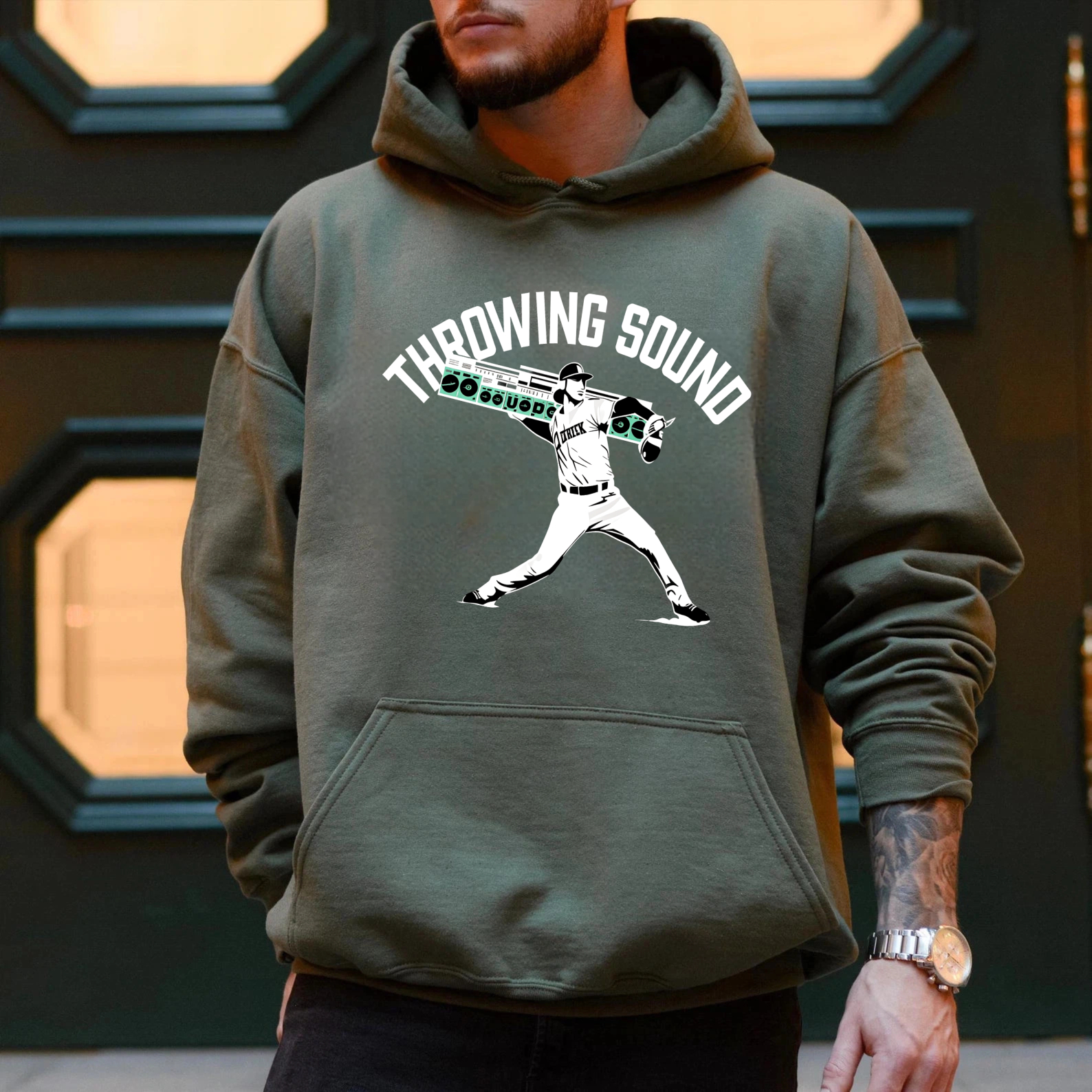 Dorawear™ Throwing Sound Baseball Player Graphic Hoodie Unisex Sweatshirt Casual Wear For Men And Women-Dorawear