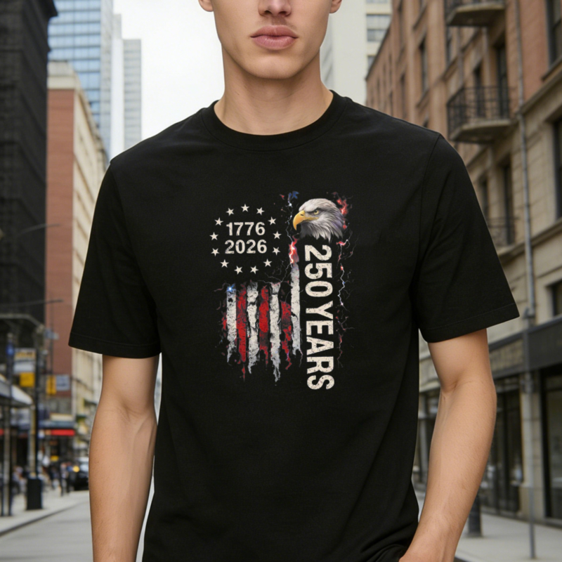 Dorawear™   American Flag Eagle 1776 2026 250 Years Independence Day T-shirt