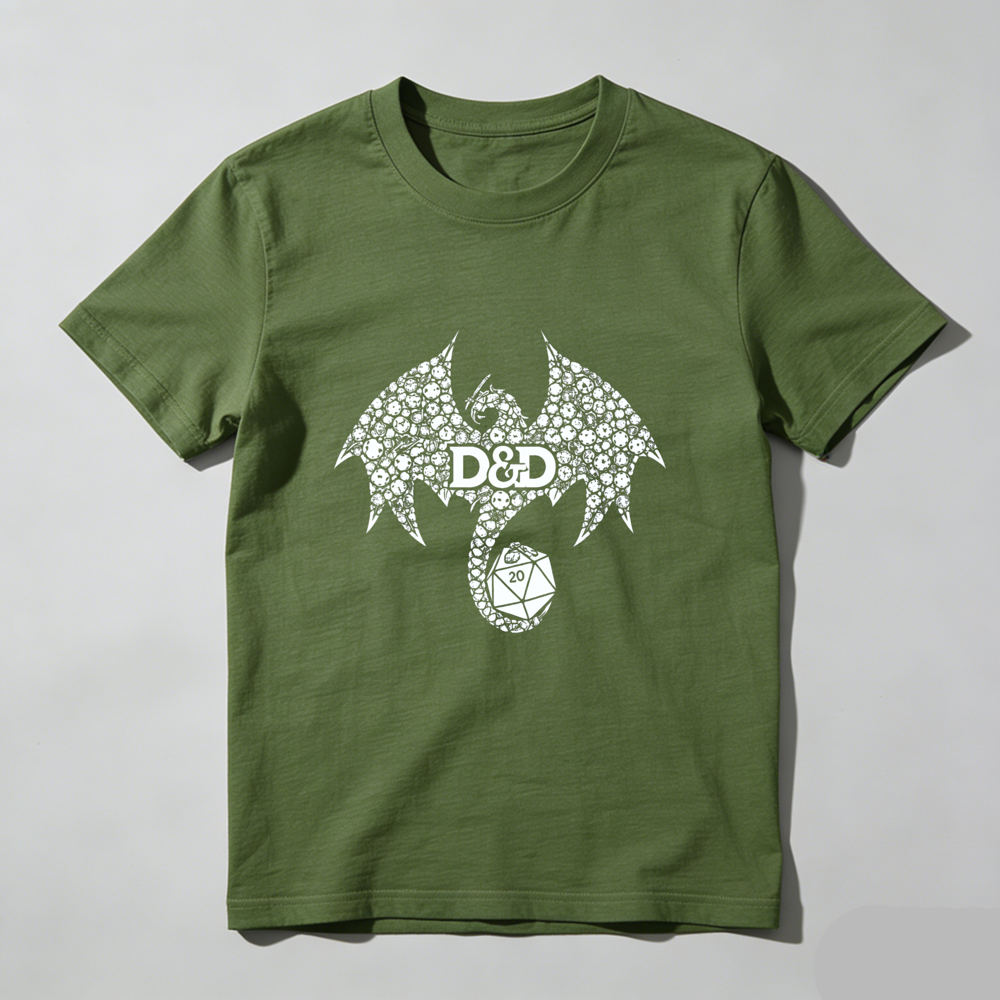 Dorawear™ Dragon Dnd Dice Pattern Pure Cotton Short Sleeve T Shirt-Dorawear