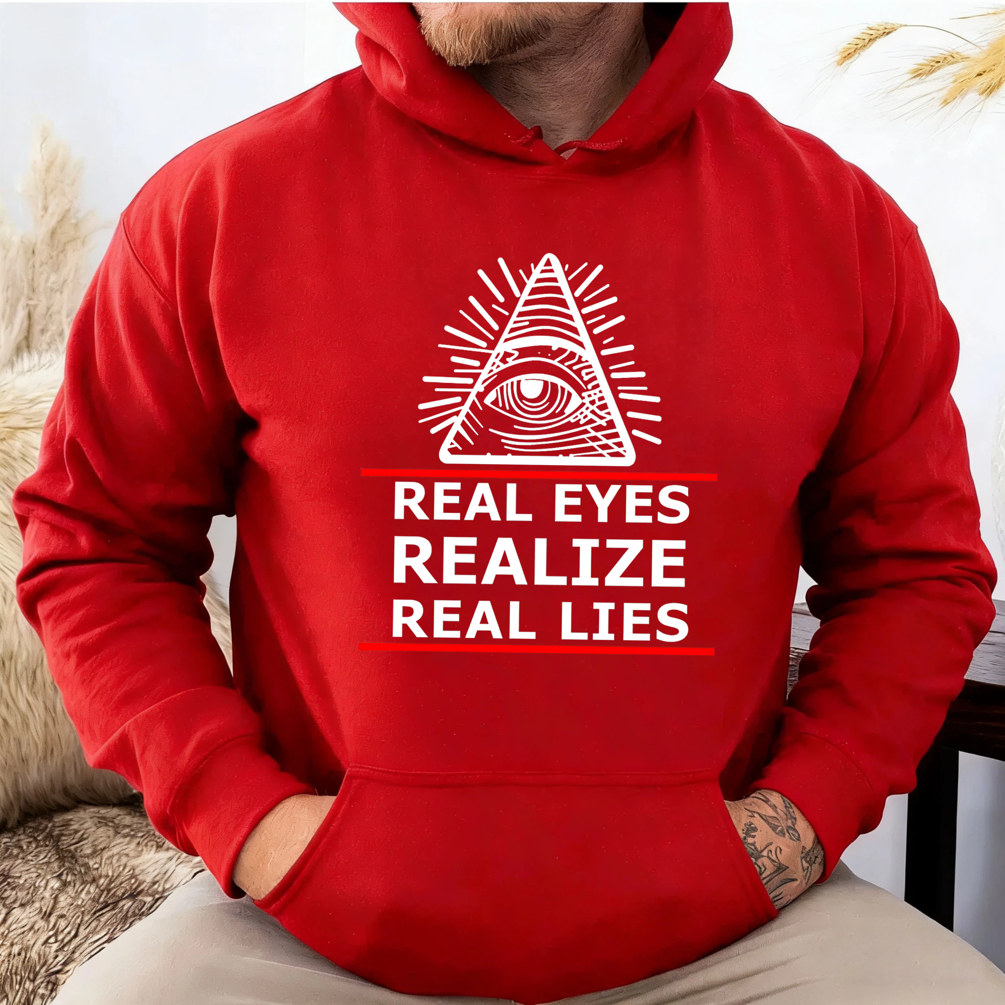 Dorawear™ Real Eyes Realize Real Lies Hoodie With All Seeing Eye Symbol Black Sweatshirt For Men Women Unisex Fashion Statement Piece-Dorawear