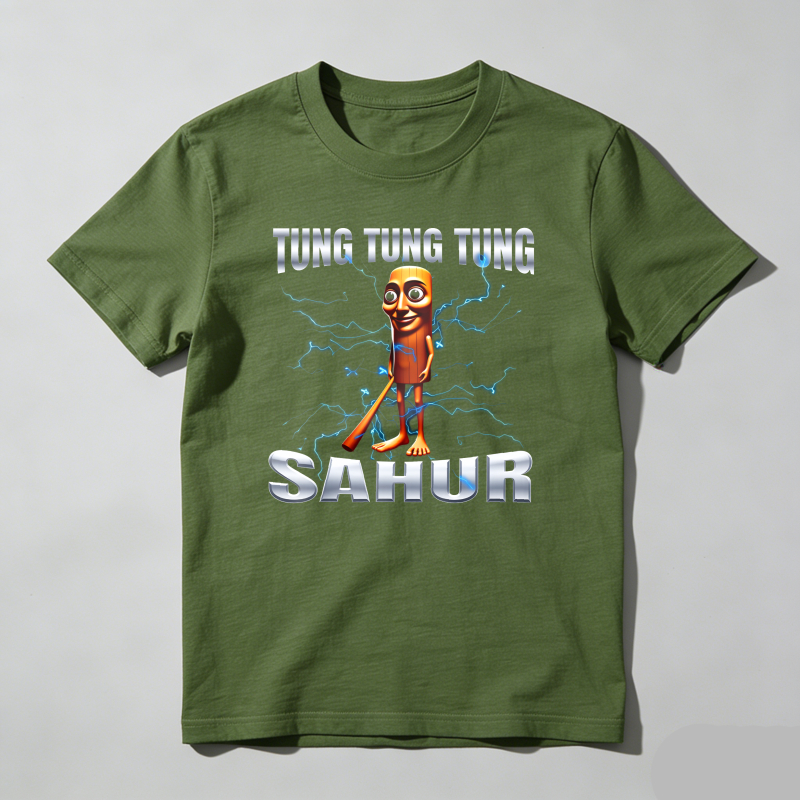 Dorawear™ Unisex Cotton Graphic T Shirt Featuring Tung Tung Tung Sahur Design Comfortable Trendy Casual Tee