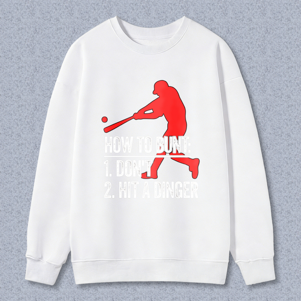 Dorawear™ Baseball Player Silhouette With Text How To Run 1 Don't 2 Hit The Dinger Unisex Classic Sweatshirt-Dorawear