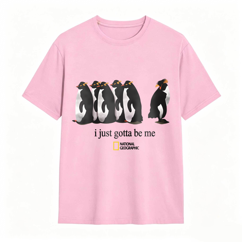 Dorawear™Penguins Standing In A Row With One Walking Away I Just Gotta Be Me National Geographic Logo Unisex Classic T-shirt