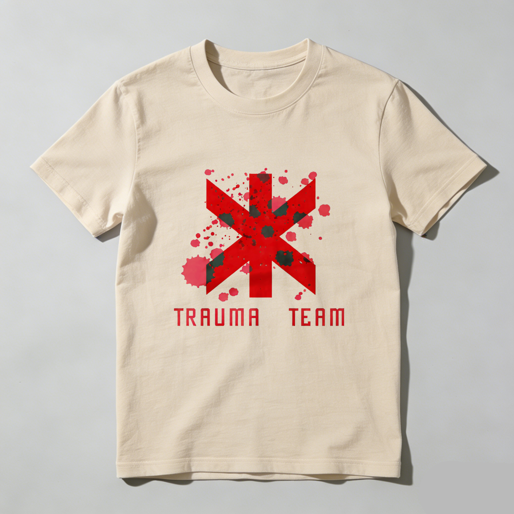 Dorawear Red Star Splatter Trauma Team Pure Cotton Short Sleeve T Shirt