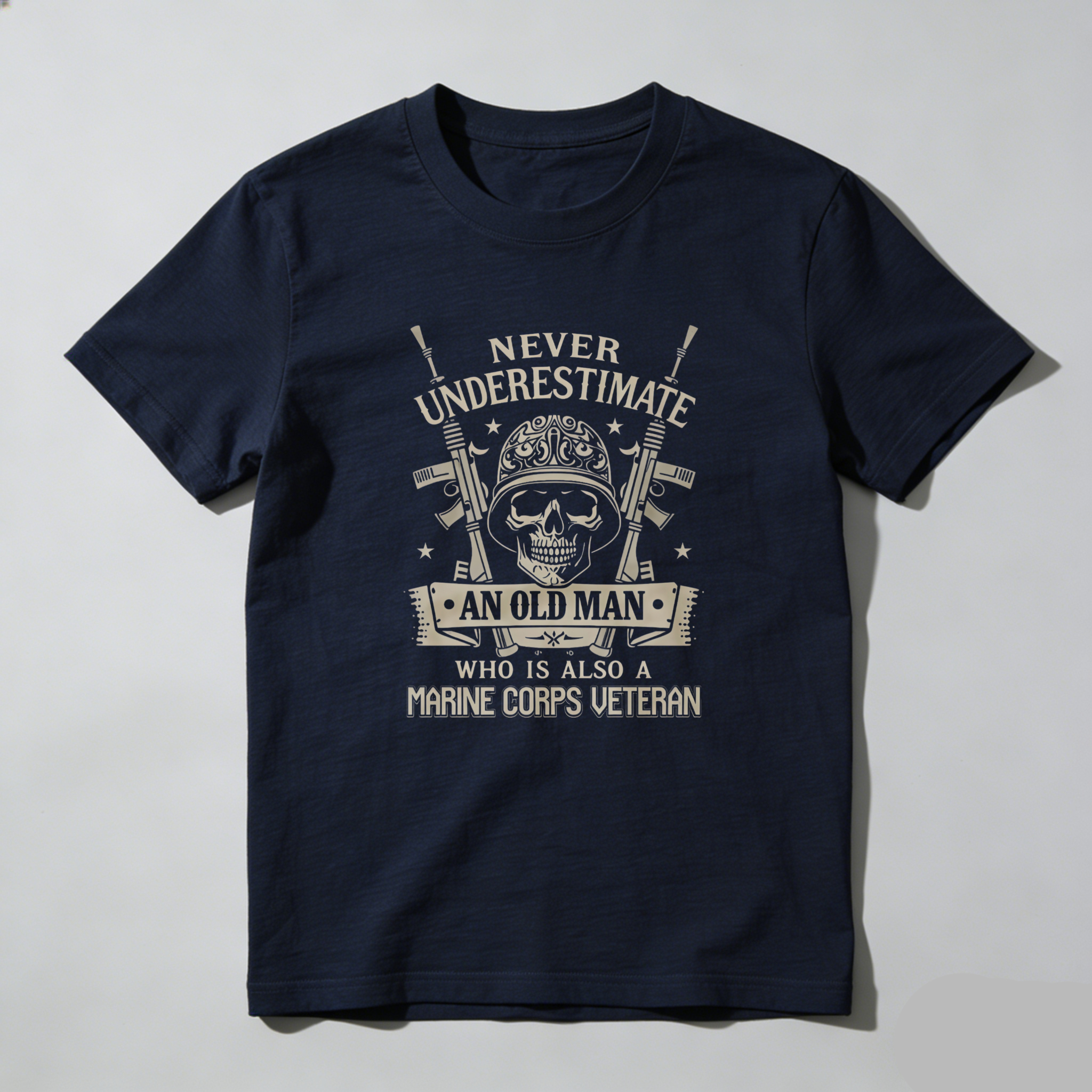 Dorawear™  Never Underestimate An Old Man Who Is Also A Marine Corps Veteran T Shirt