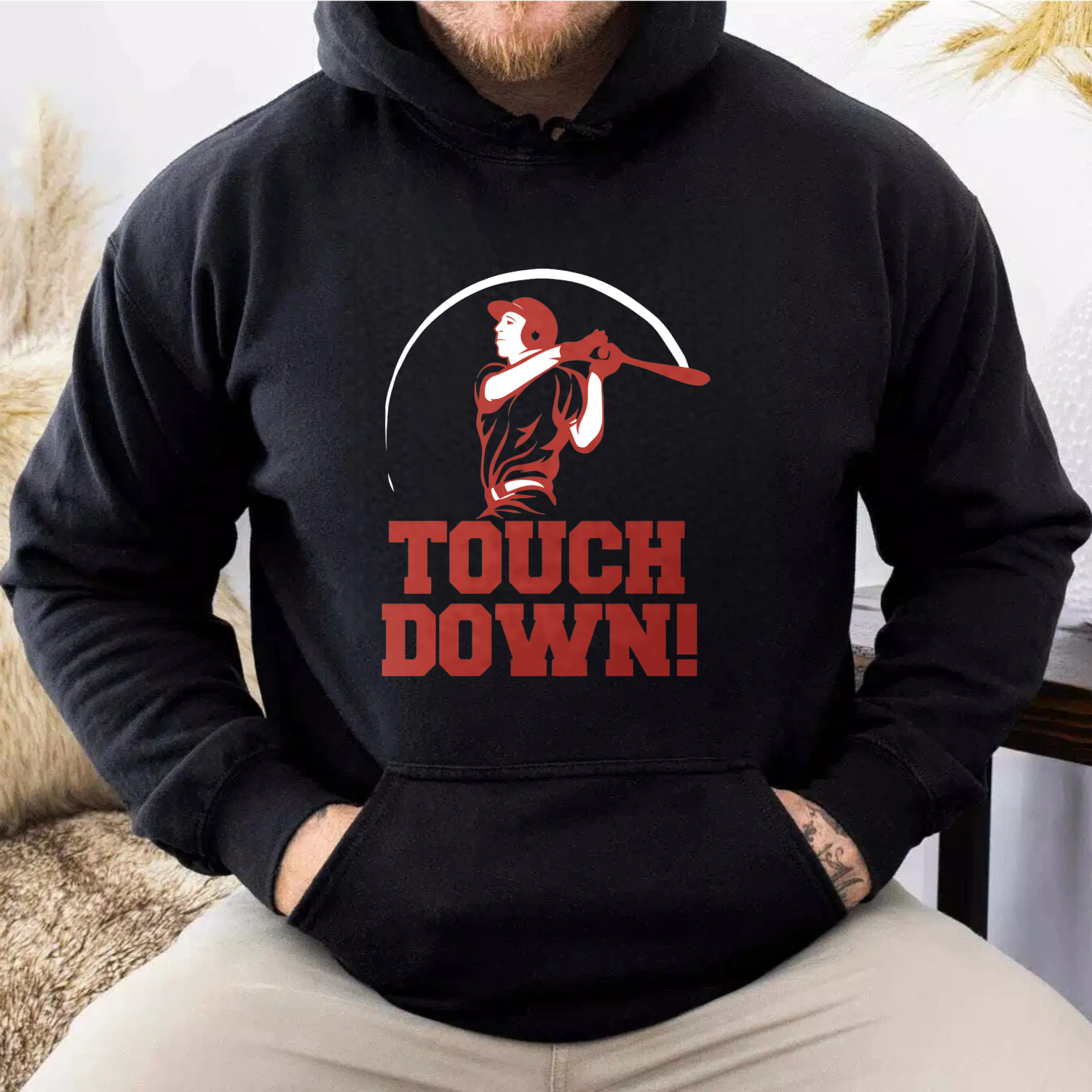 Dorawear™ Touch Down Baseball Player Hoodie Sport Design Sweatshirt Unisex Casual Wear-Dorawear