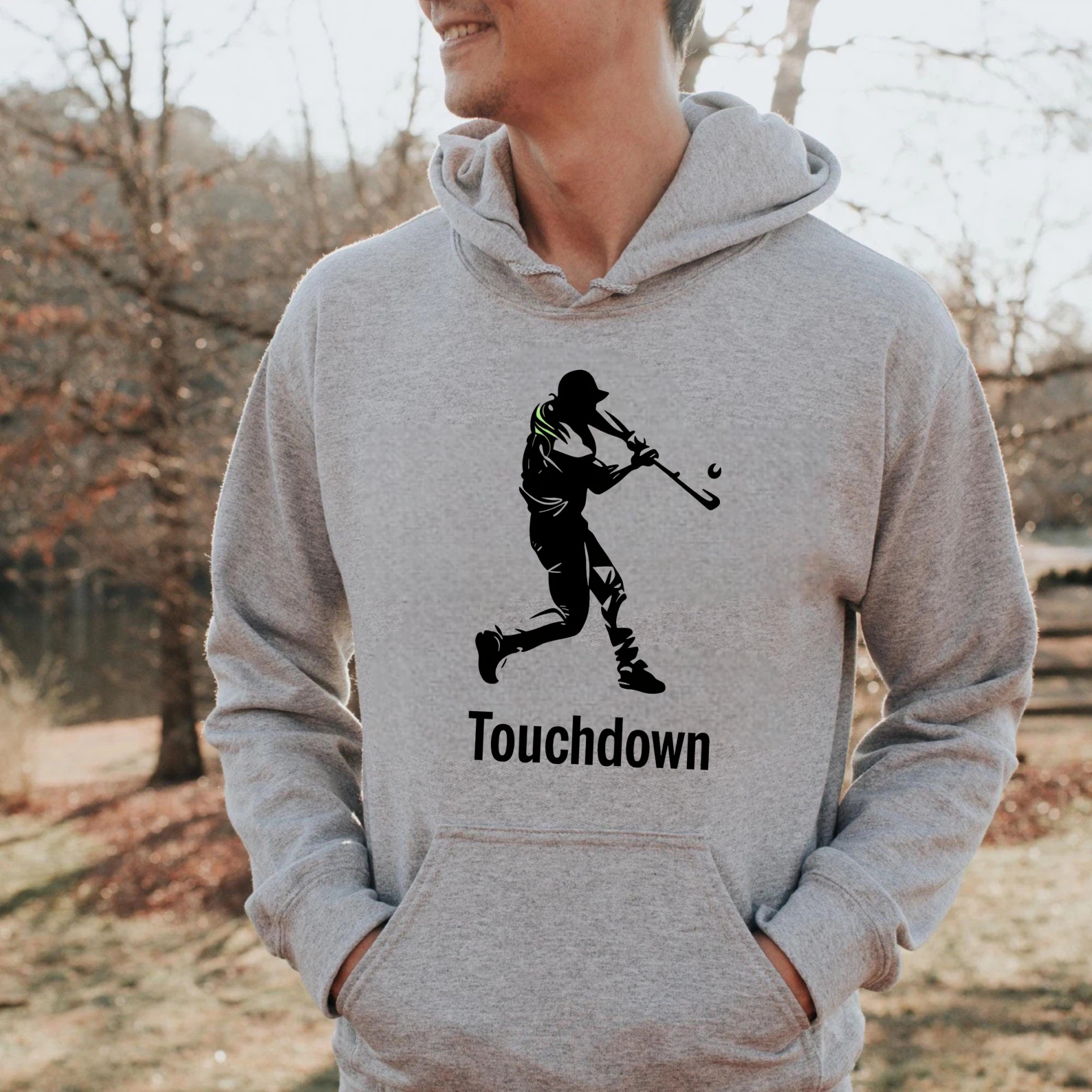 Dorawear™ Touchdown Football Player Hoodie Black Sweatshirt With Graphic Design For Sports Fans And Casual Wear-Dorawear