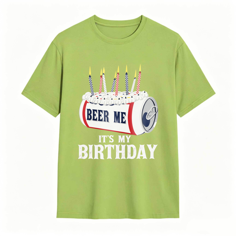 Dorawear™ Beer Can With Candles And Text Beer Me Its My Birthday Unisex Classic T-shirt