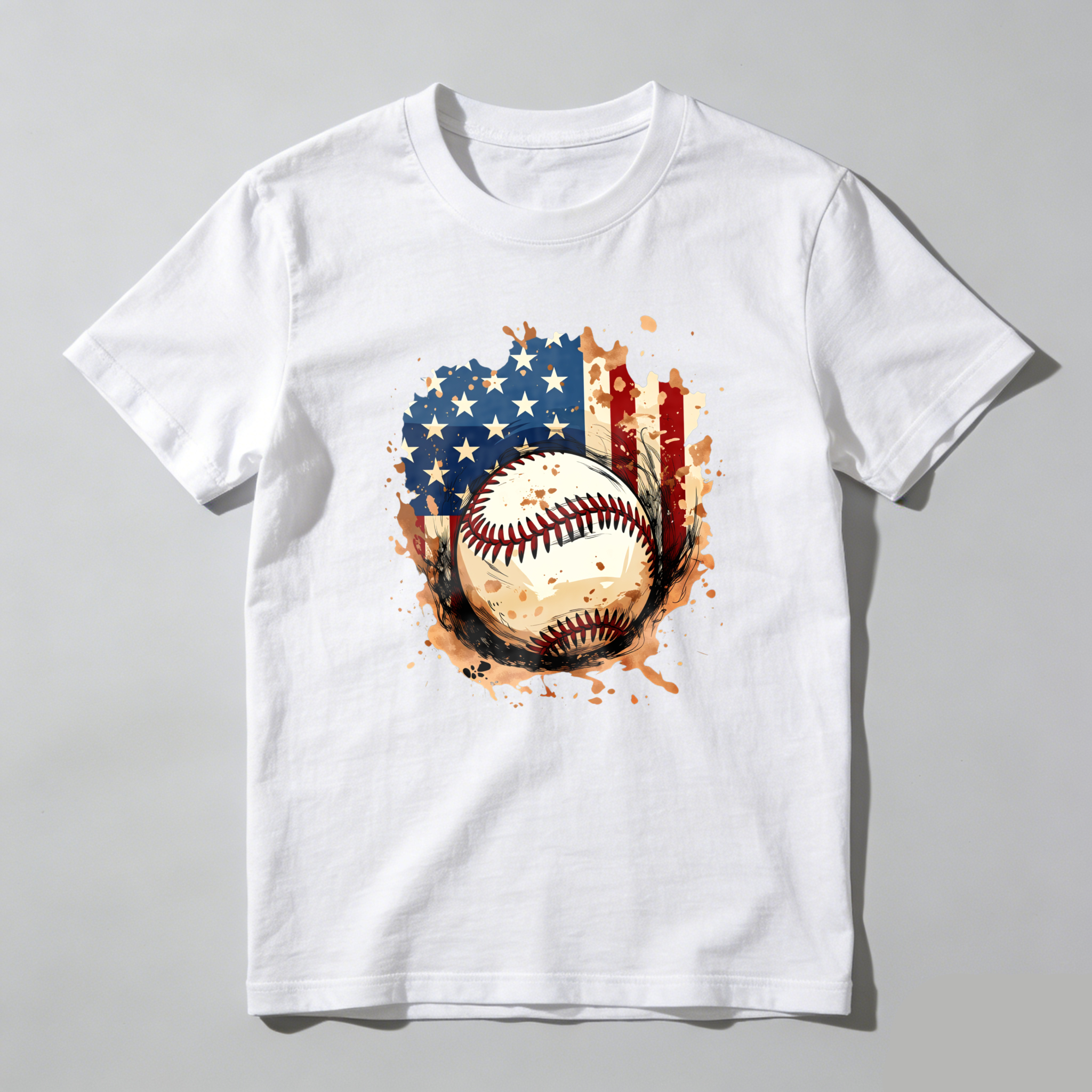 Dorawear™ Baseball American Flag Design On Black Shirt  T Shirt-Dorawear
