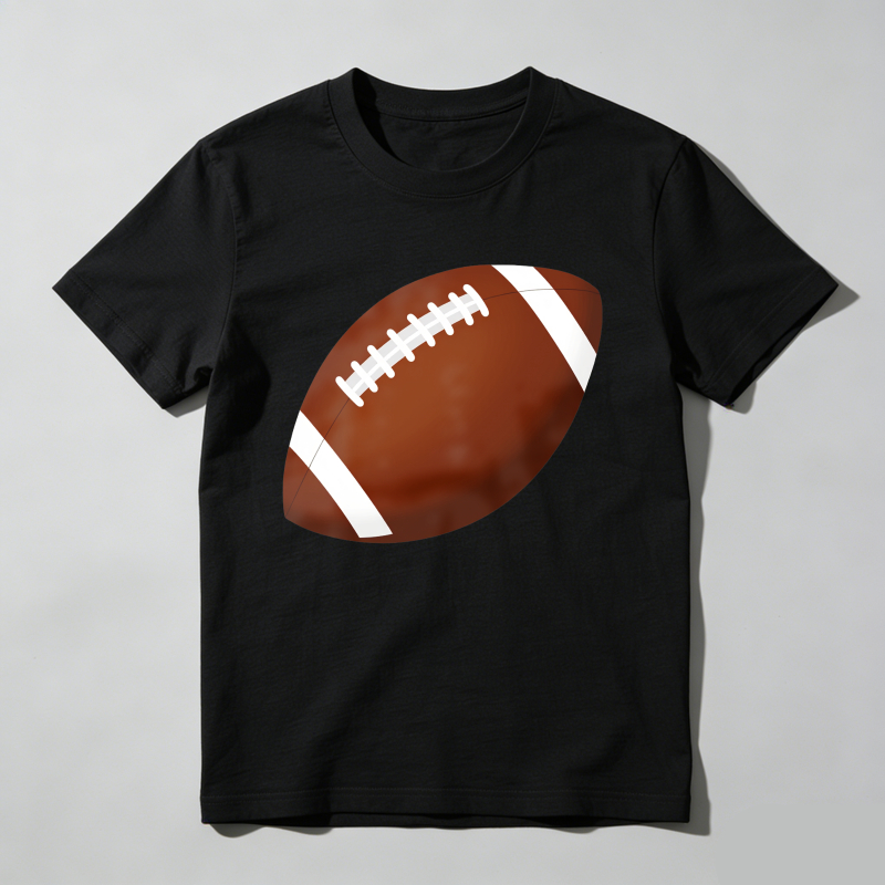 Football Print On Black T Shirt T Shirt