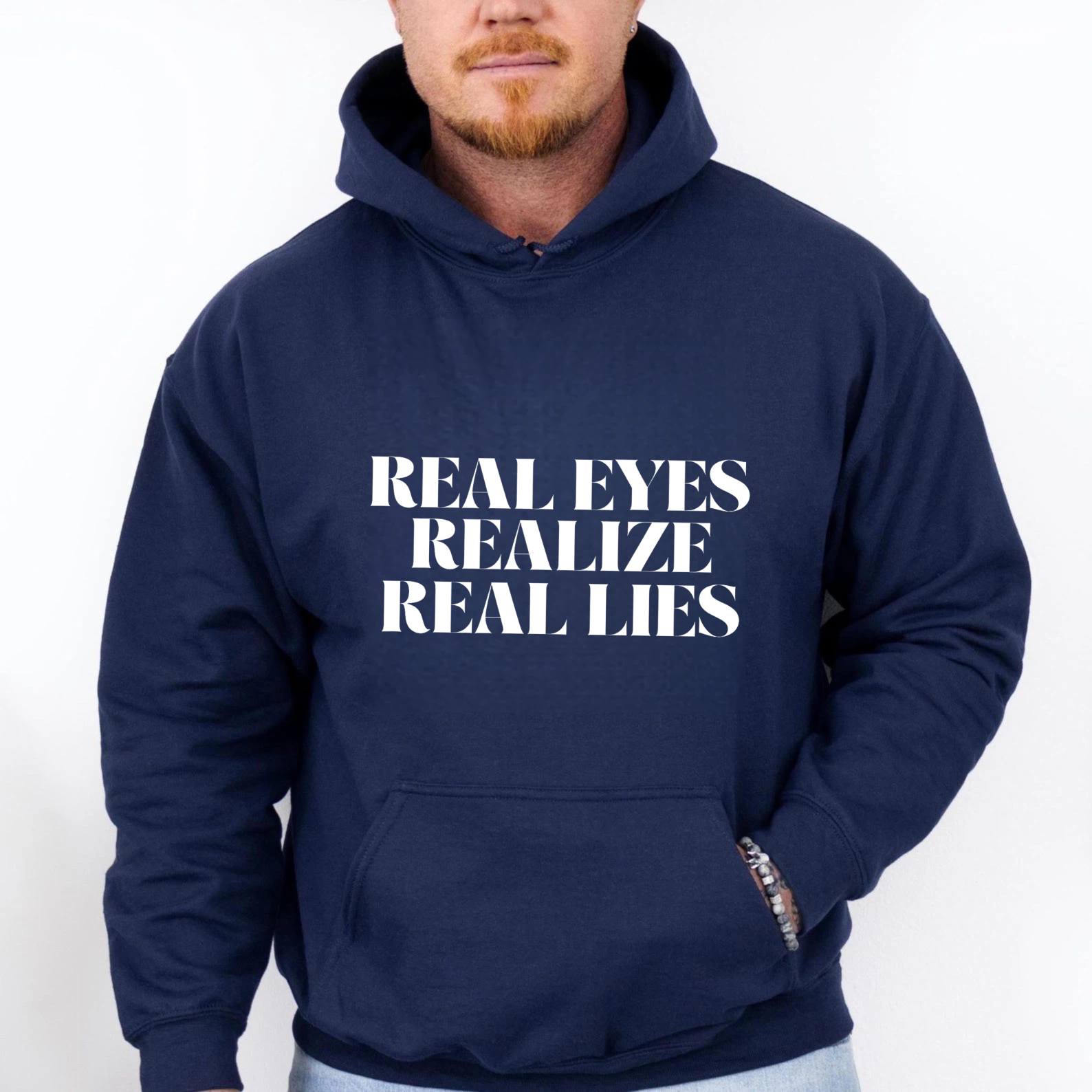 Dorawear™ Real Eyes Realize Real Lies Hoodie Black Sweatshirt With Pocket And Drawstring Hood For Men Women Unisex Casual Wear Streetwear Fashion Top-Dorawear