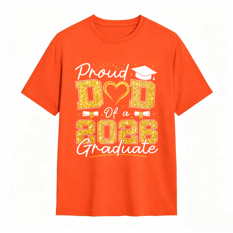 Dorawear™ Proud Dad Of A 2026 Graduate Graduation Cap Heart And Bow Tie Design Unisex Classic T-shirt