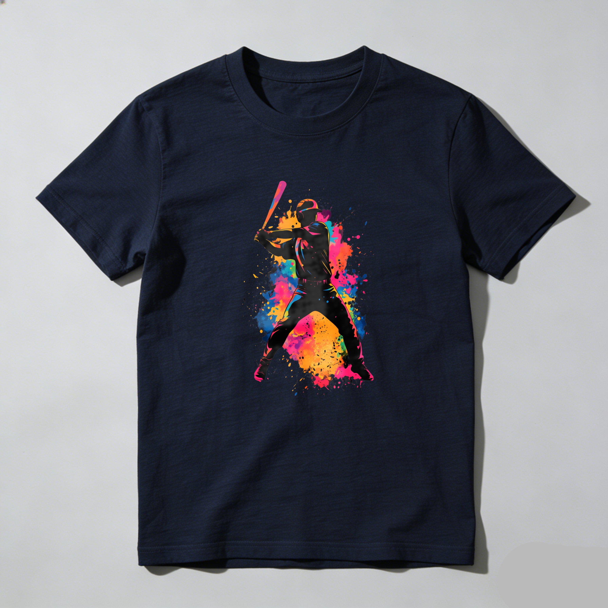 Dorawear™ Colorful Baseball Player Silhouette Art Design  T Shirt-Dorawear