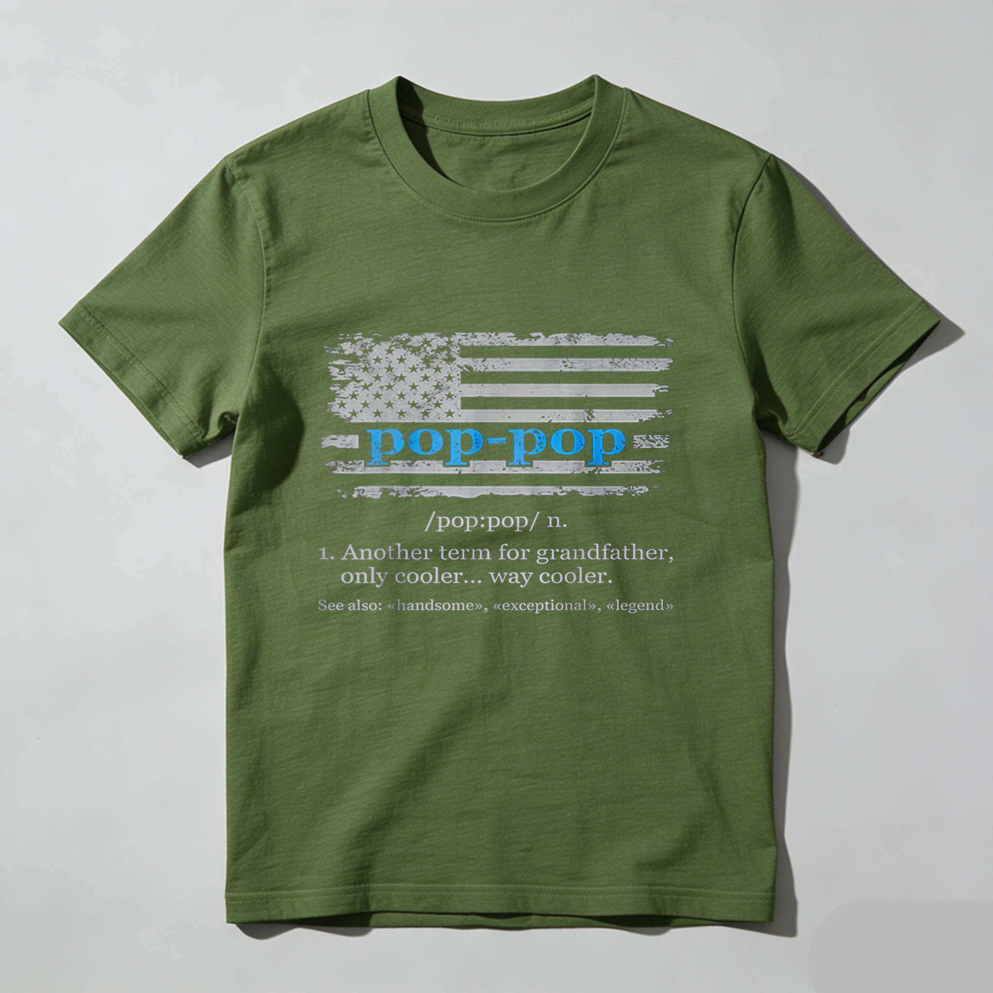 Dorawear™  Pop Pop Definition With American Flag T Shirt