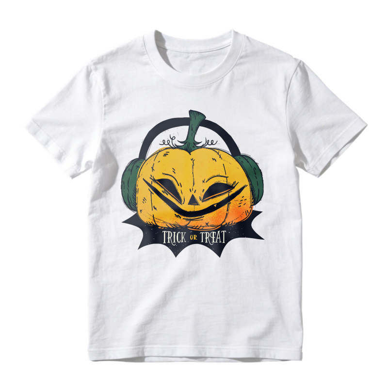 Smiling Pumpkin With Headphones Trick Or Treat Halloween Graphic, Unisex Classic T-shirt