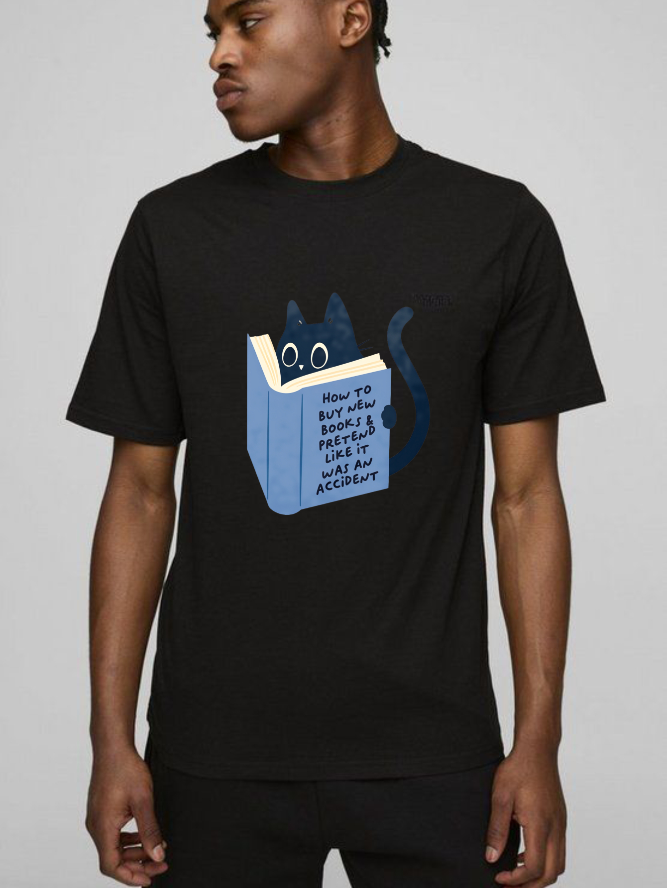 Dorawear Cat Reading Book With Text On Cover T Shirt