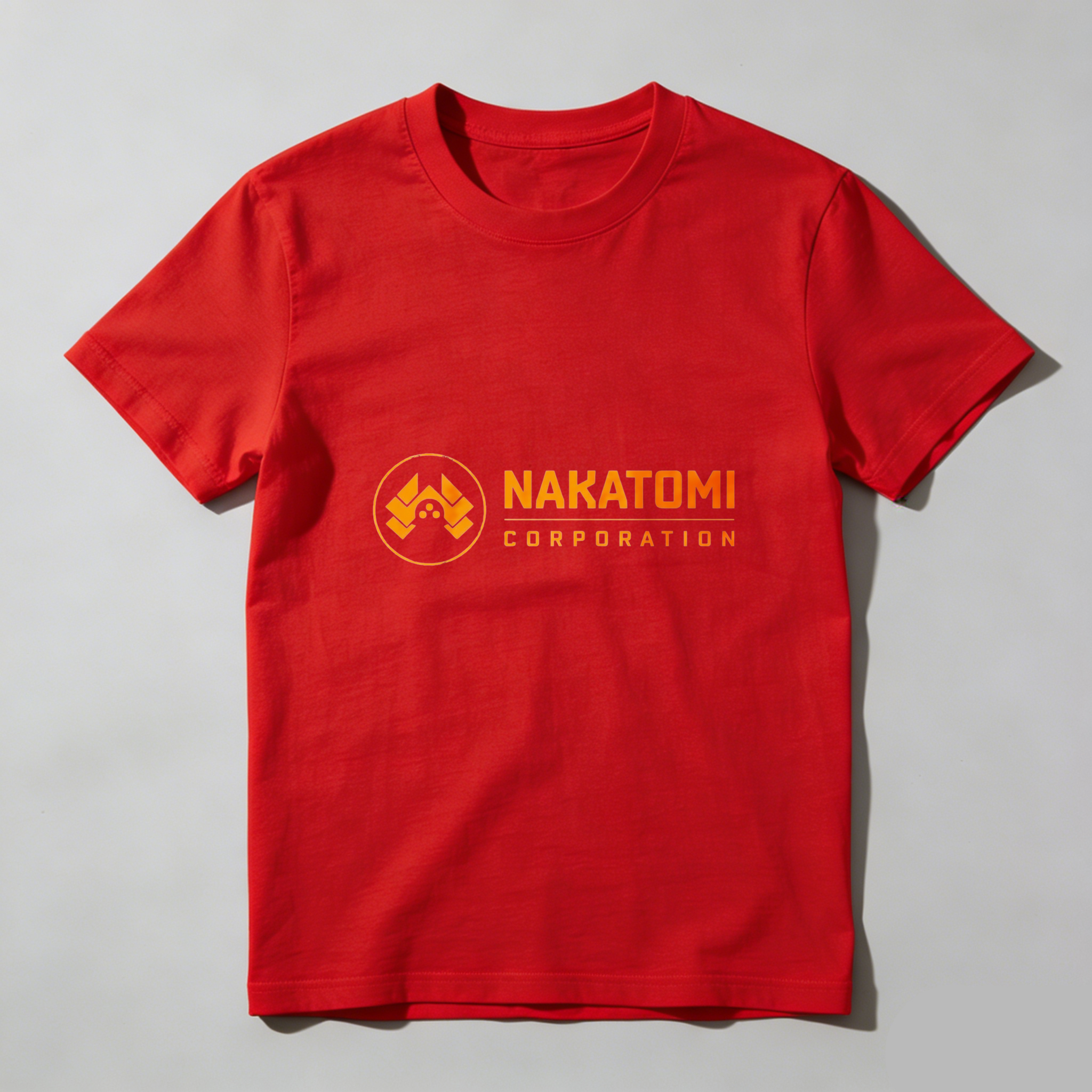Dorawear Nakatomi Corporation Logo Orange Print Pure Cotton Short Sleeve T Shirt