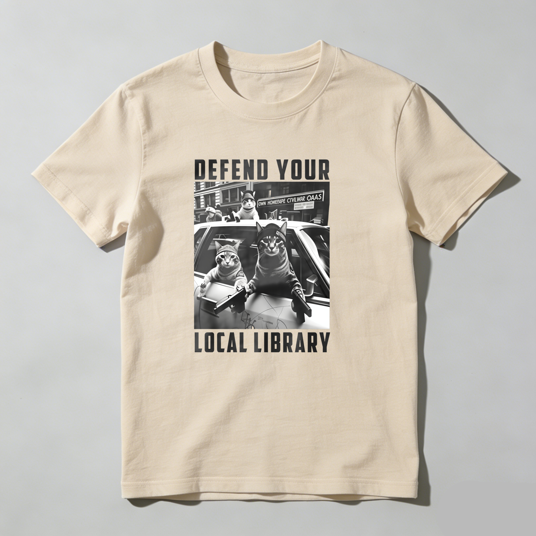 Dorawear™ Defend Your Local Library Cats In Car T Shirt