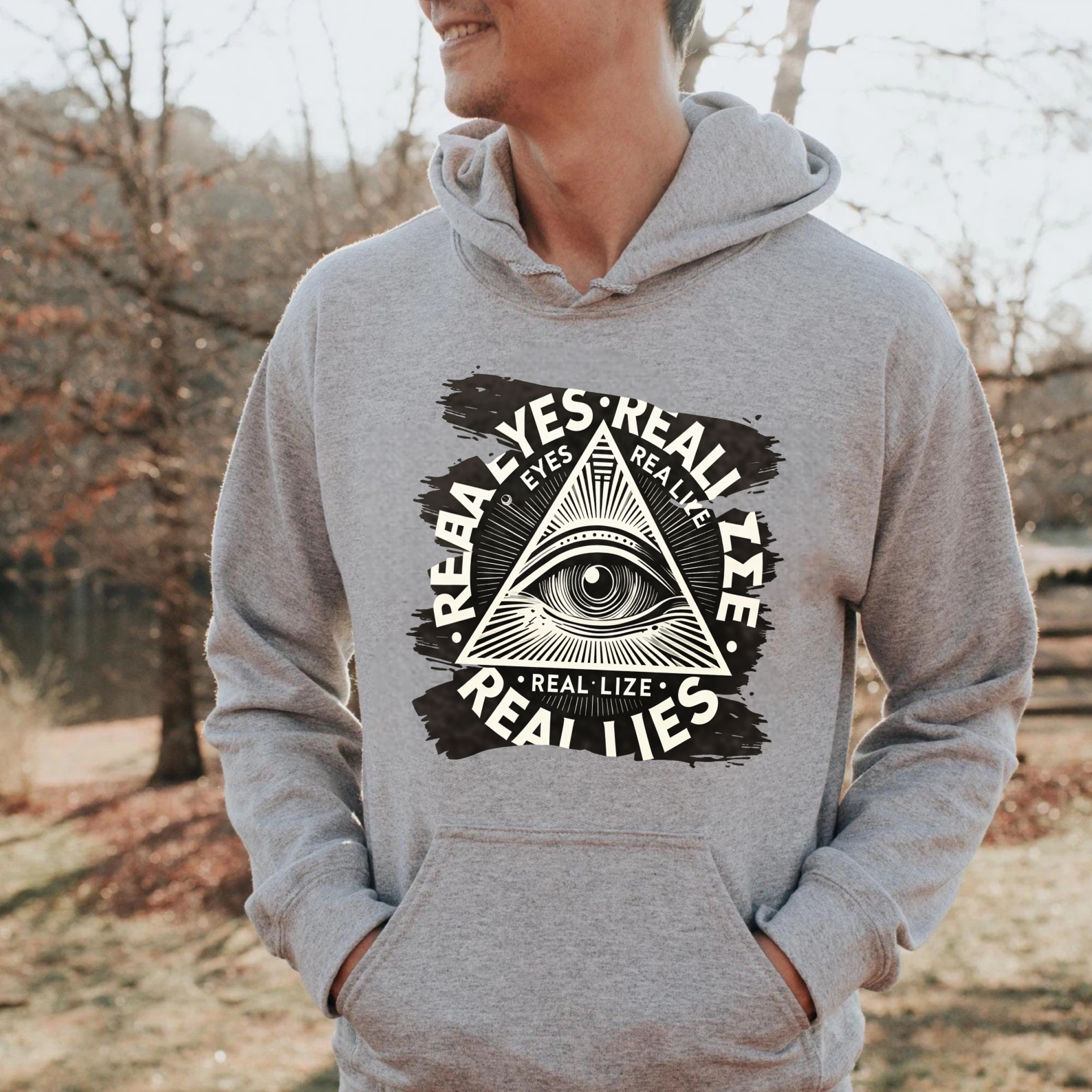 Dorawear™ All Seeing Eye Real Lies Realize Hoodie Black Sweatshirt With Eye Of Providence Design For Men And Women Casual Wear Fashion Statement Piece-Dorawear