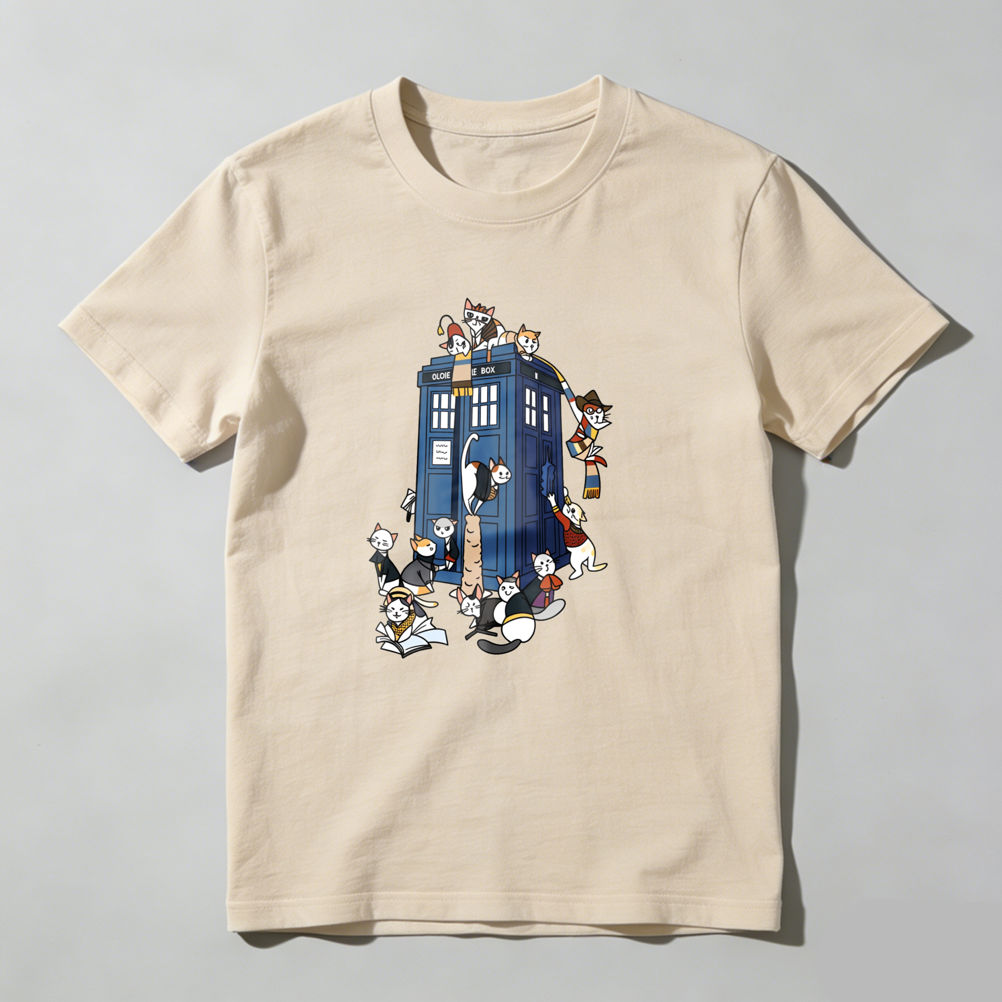 Dorawear™ Cats Surrounding Blue Police Box T Shirt