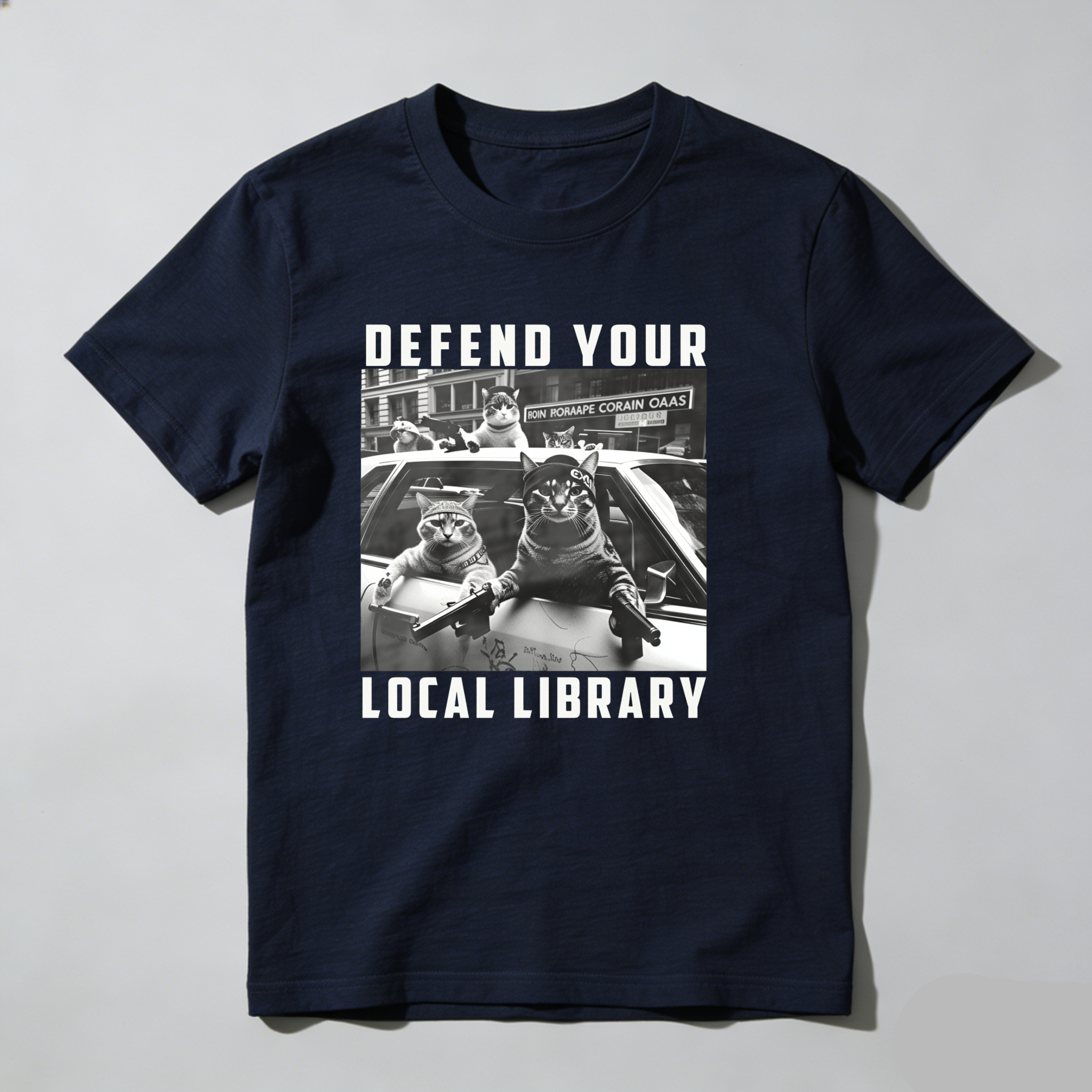 Dorawear™ Defend Your Local Library Cats In Car T Shirt