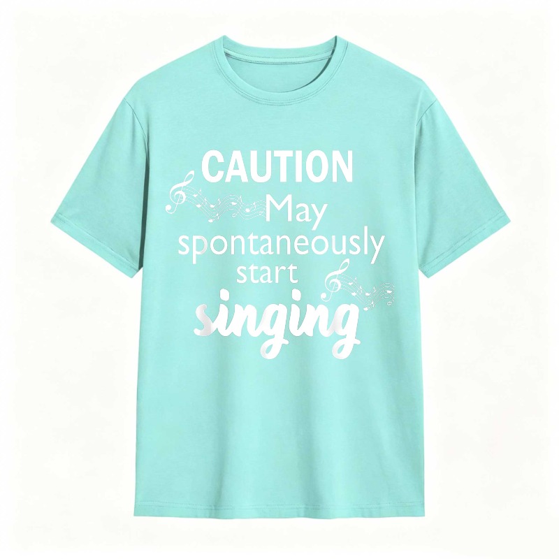 Dorawear™   Caution May Spontaneously Start Singing Music Notes Design T-shirt