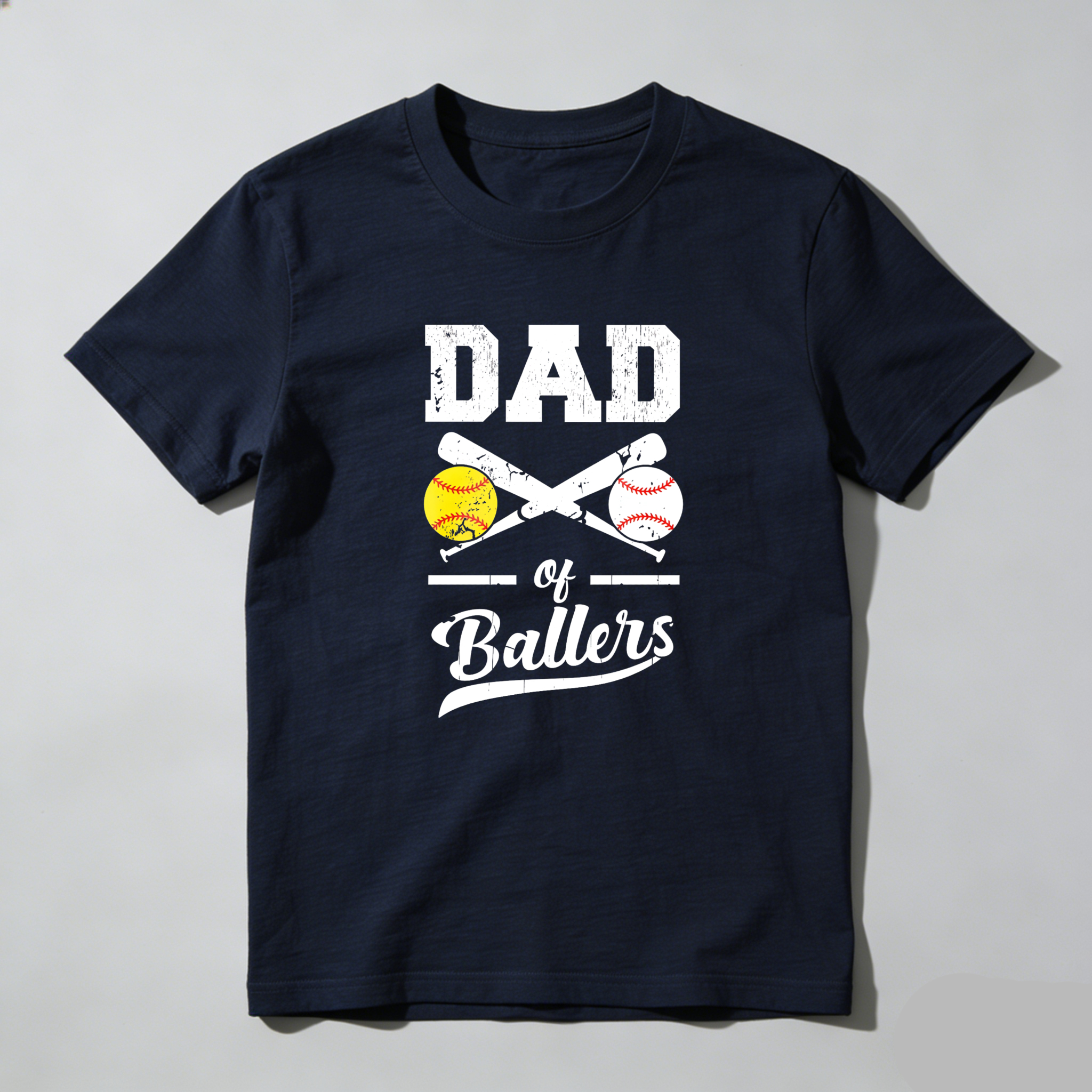 Dorawear™ Dad Of Ballers With Baseball And Softball  T Shirt-Dorawear