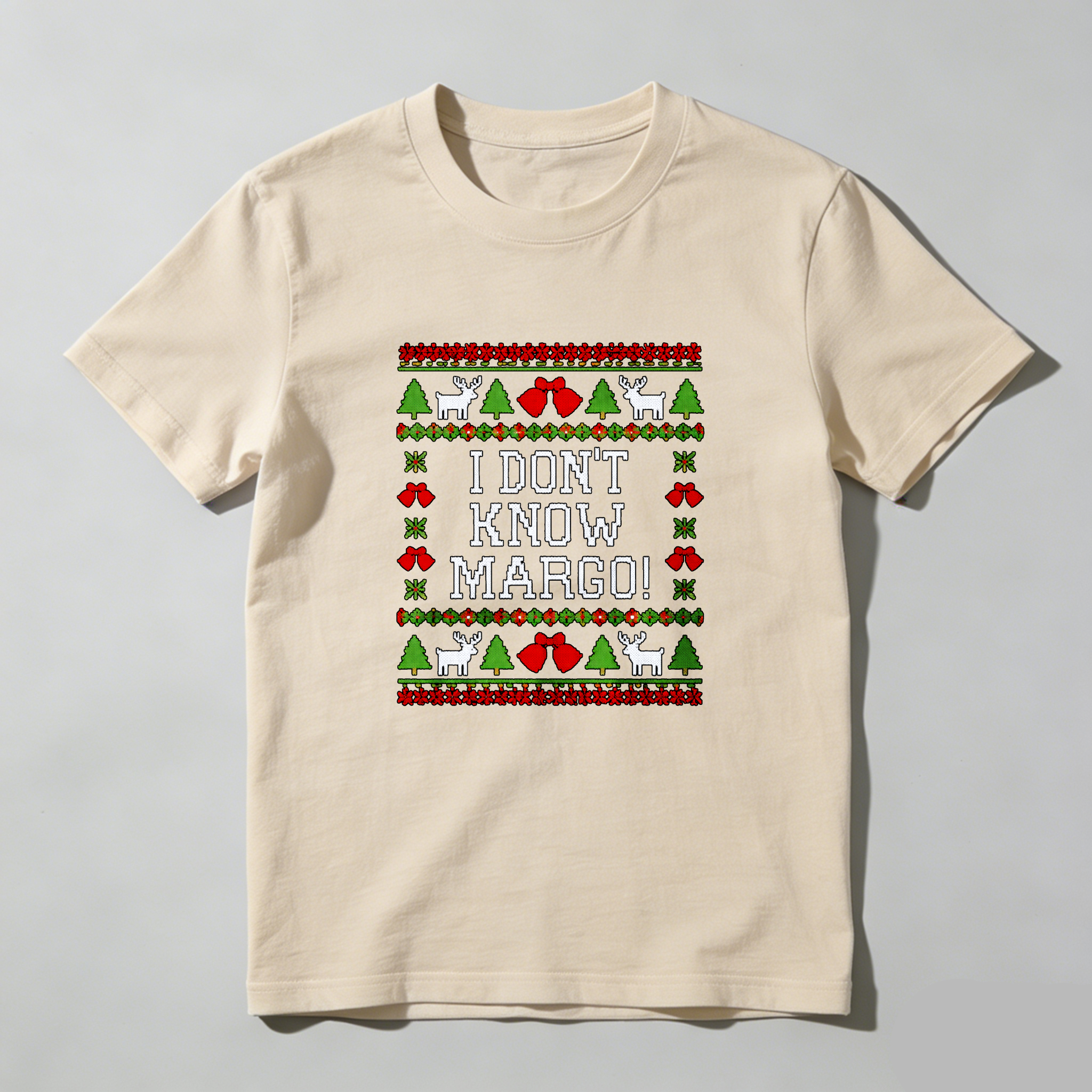 Dorawear™ I Don't Know Margo Christmas Pattern Pure Cotton Short Sleeve T Shirt-Dorawear