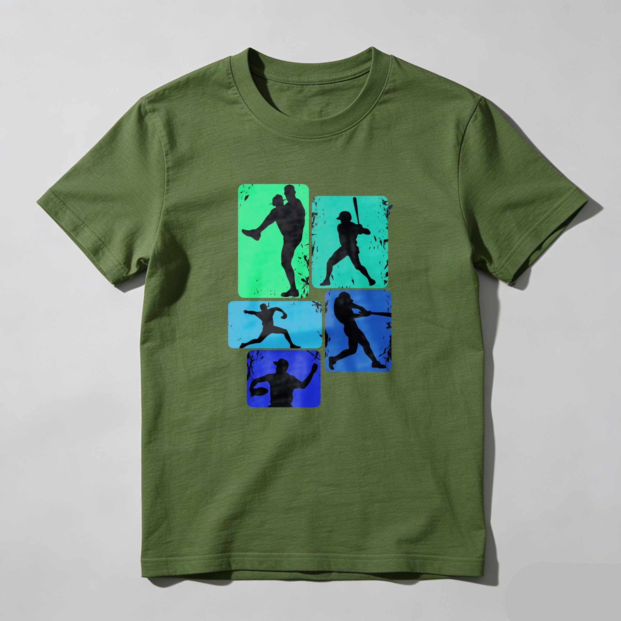 Dorawear™ Baseball Player Silhouettes In Color Blocks  T Shirt-Dorawear