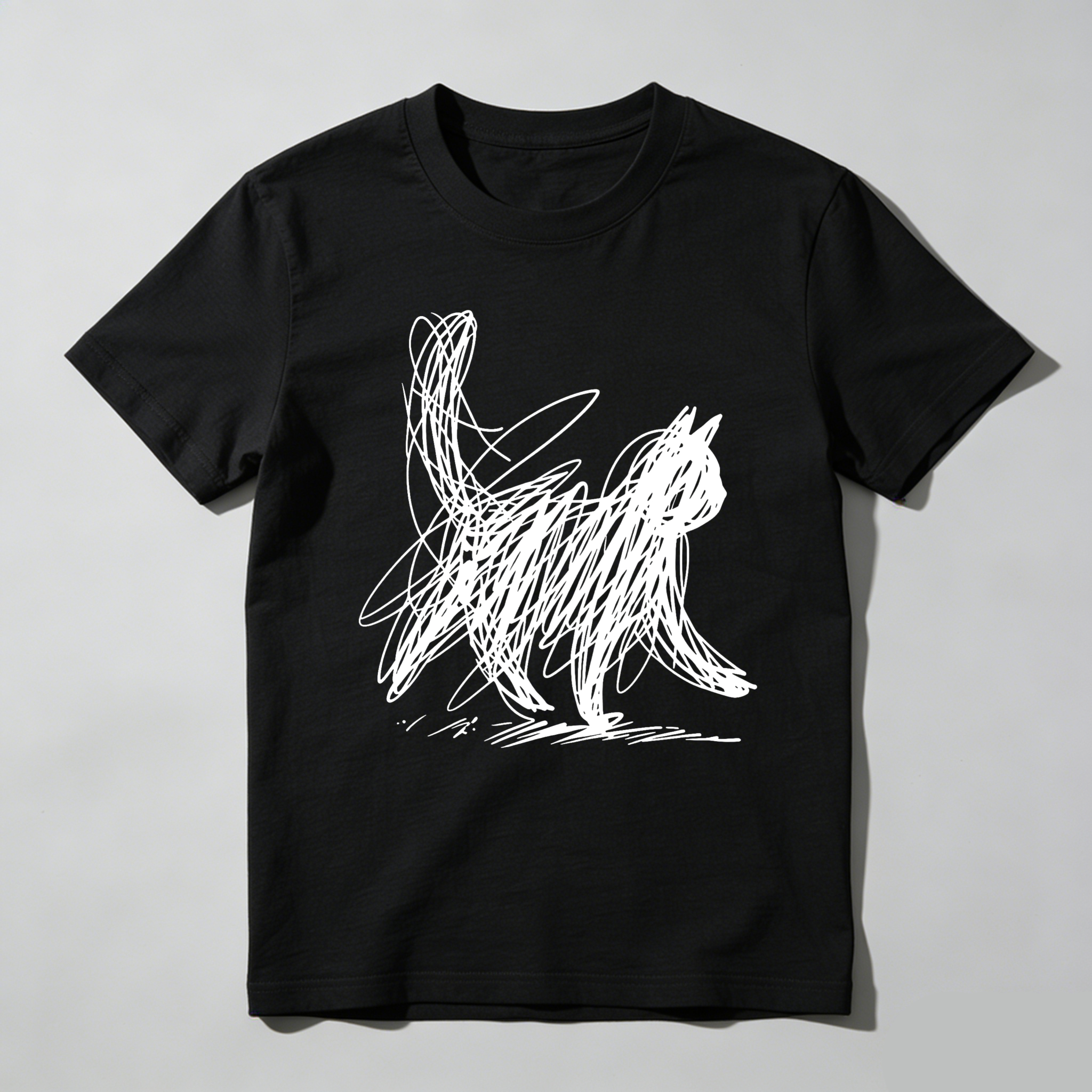 Dorawear™ Abstract Cat Sketch Art Design Print T Shirt
