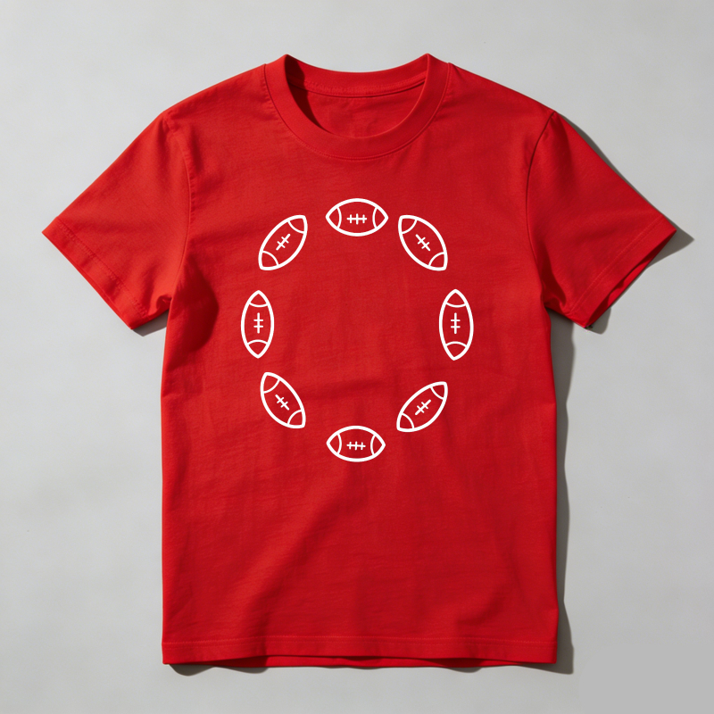 Dorawear™ Football Pattern Circle Design White Outline T Shirt