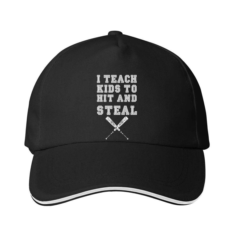 Dorawear™ Baseball Cap I Teach Kids To Hit And Steal With Crossed Bats Design For Coaches And Baseball Enthusiasts