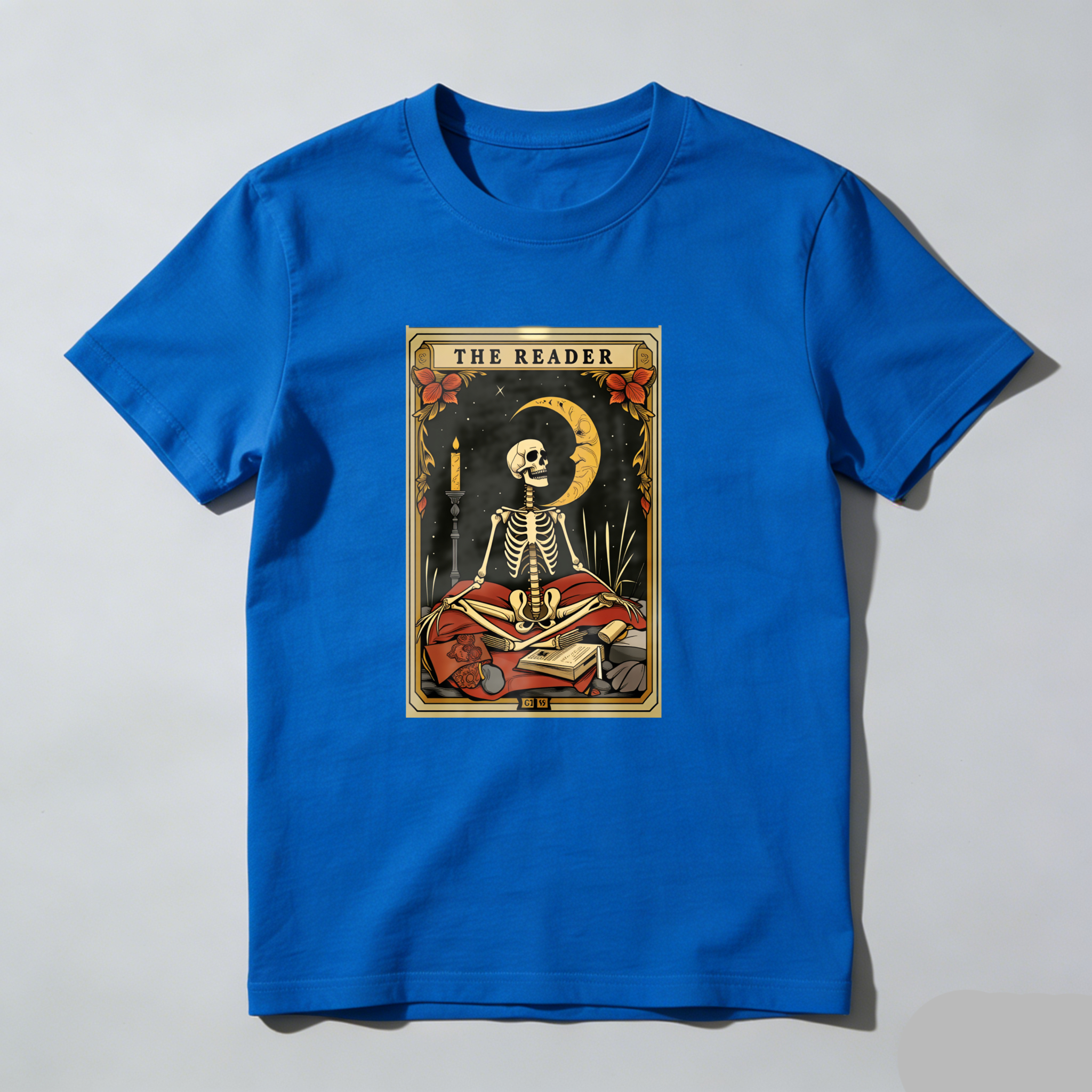 Dorawear™ The Reader Skeleton Moon Book Candle T Shirt