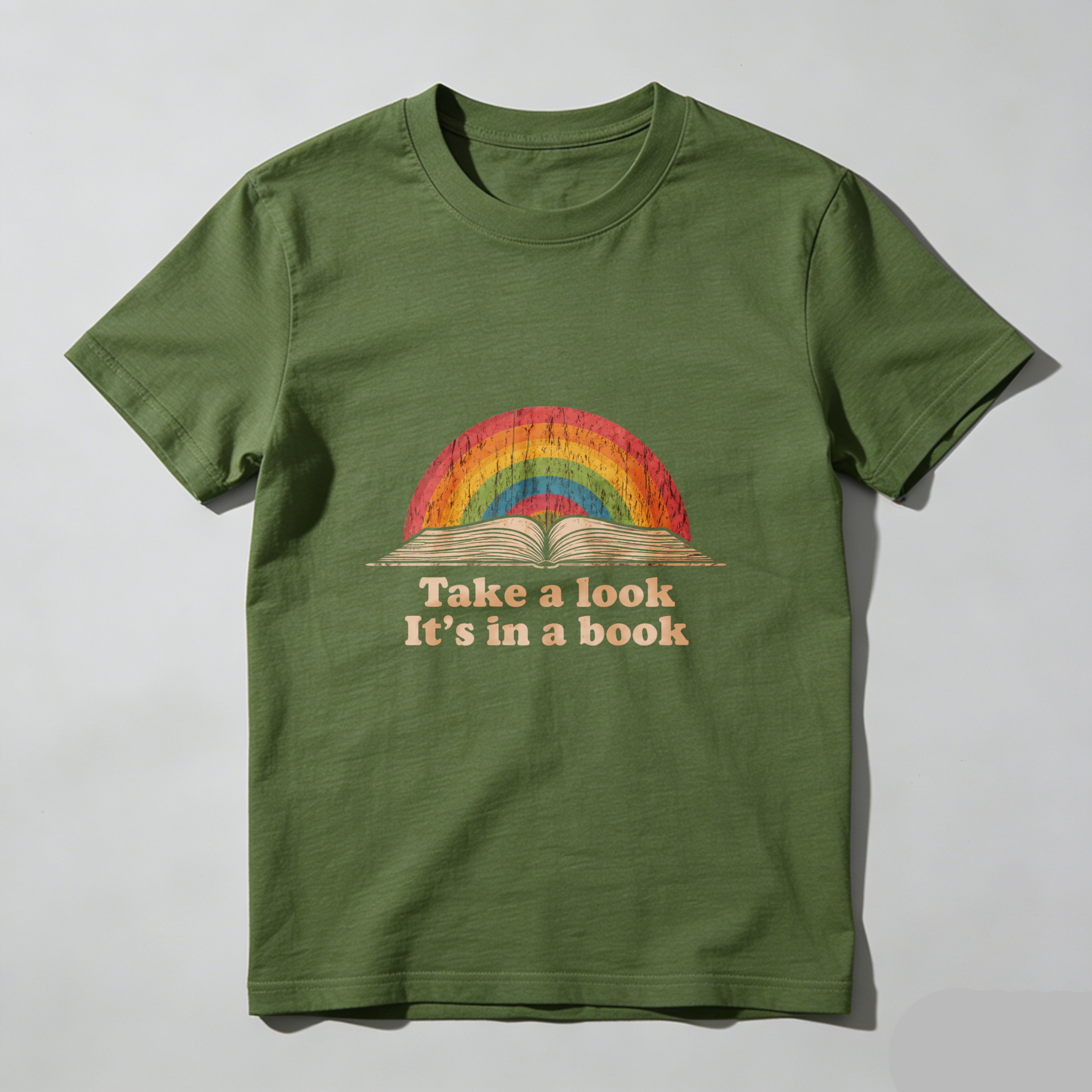 Dorawear Take A Look Its In A Book Rainbow Book Pure Cotton Short Sleeve T Shirt