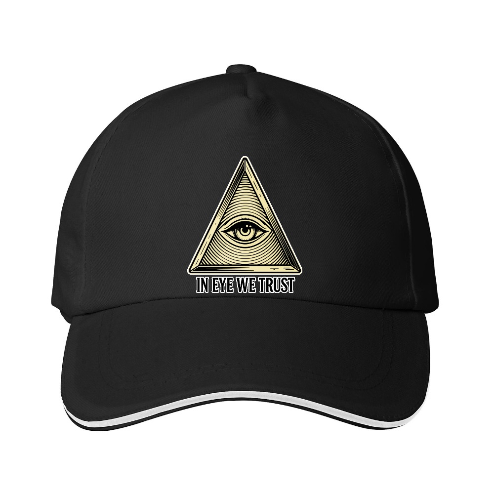 Dorawear™  Baseball Cap With All Seeing Eye Pyramid And In Eye We Trust Text For Casual Wear And Fashion Statements