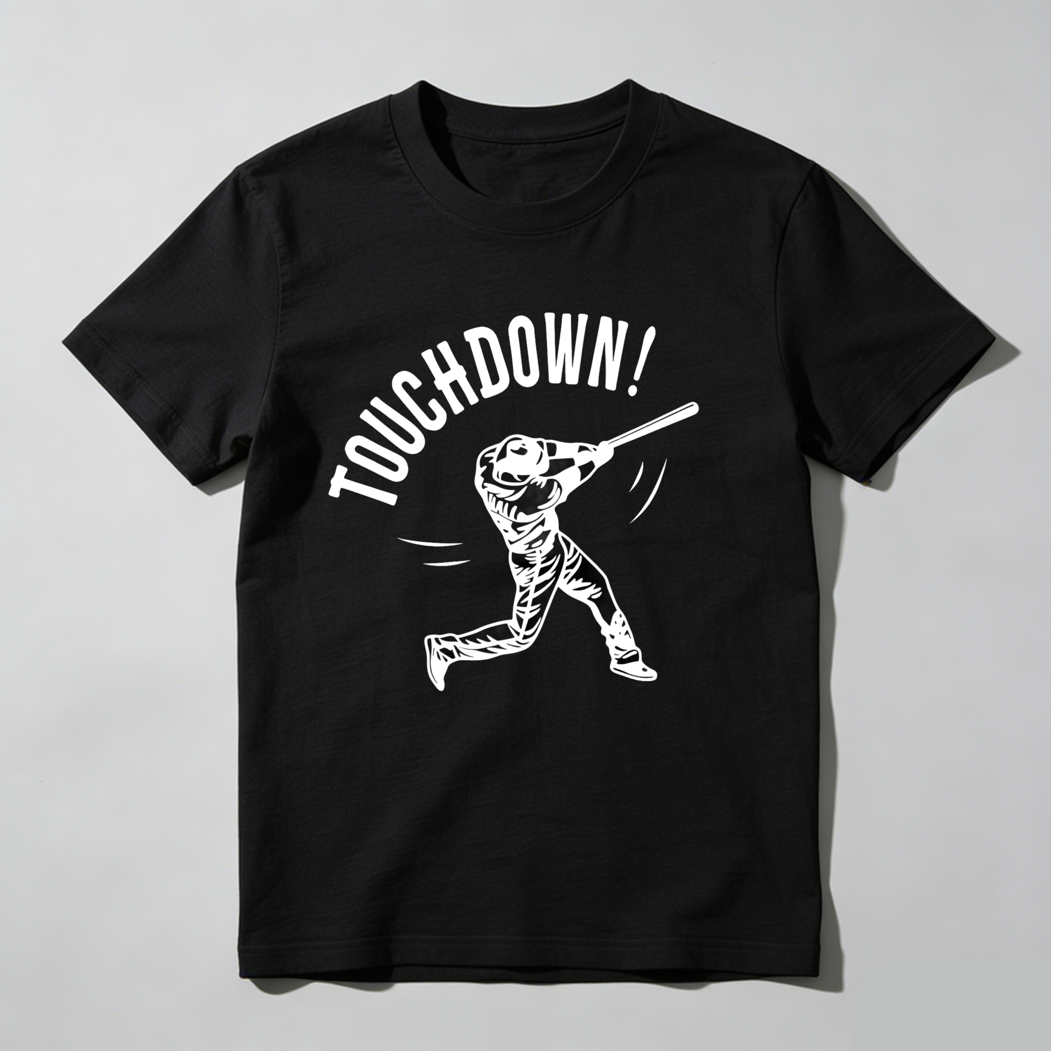 Dorawear™ Touchdown T-Shirt Featuring Baseball Player Swinging Bat