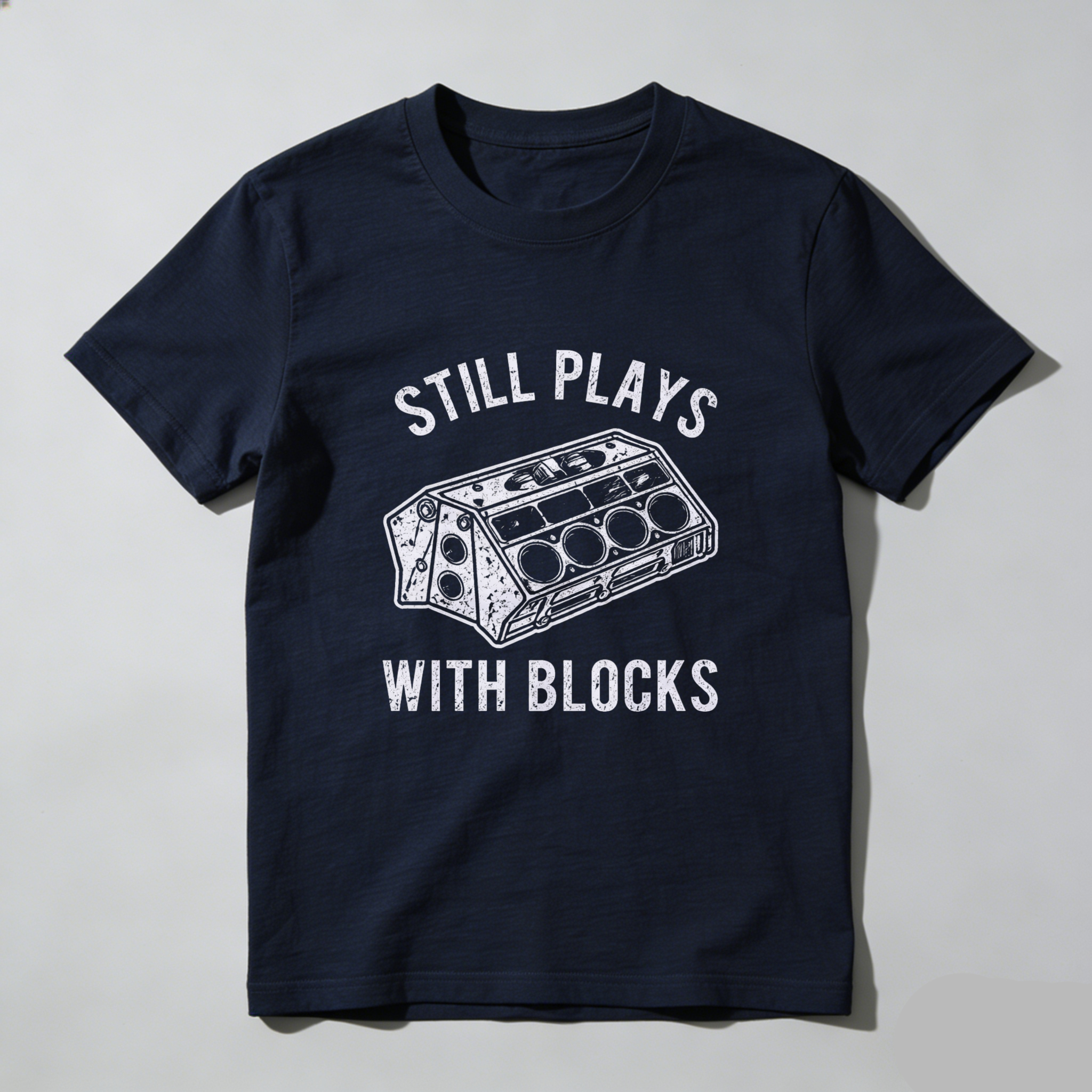 Dorawear™ Still Plays With Blocks Engine Print Pure Cotton Short Sleeve T-Shirt-Dorawear
