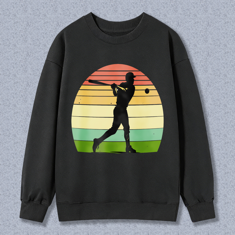 Dorawear™ Baseball Player Silhouette Sunset Gradient Design Unisex Classic Sweatshirt