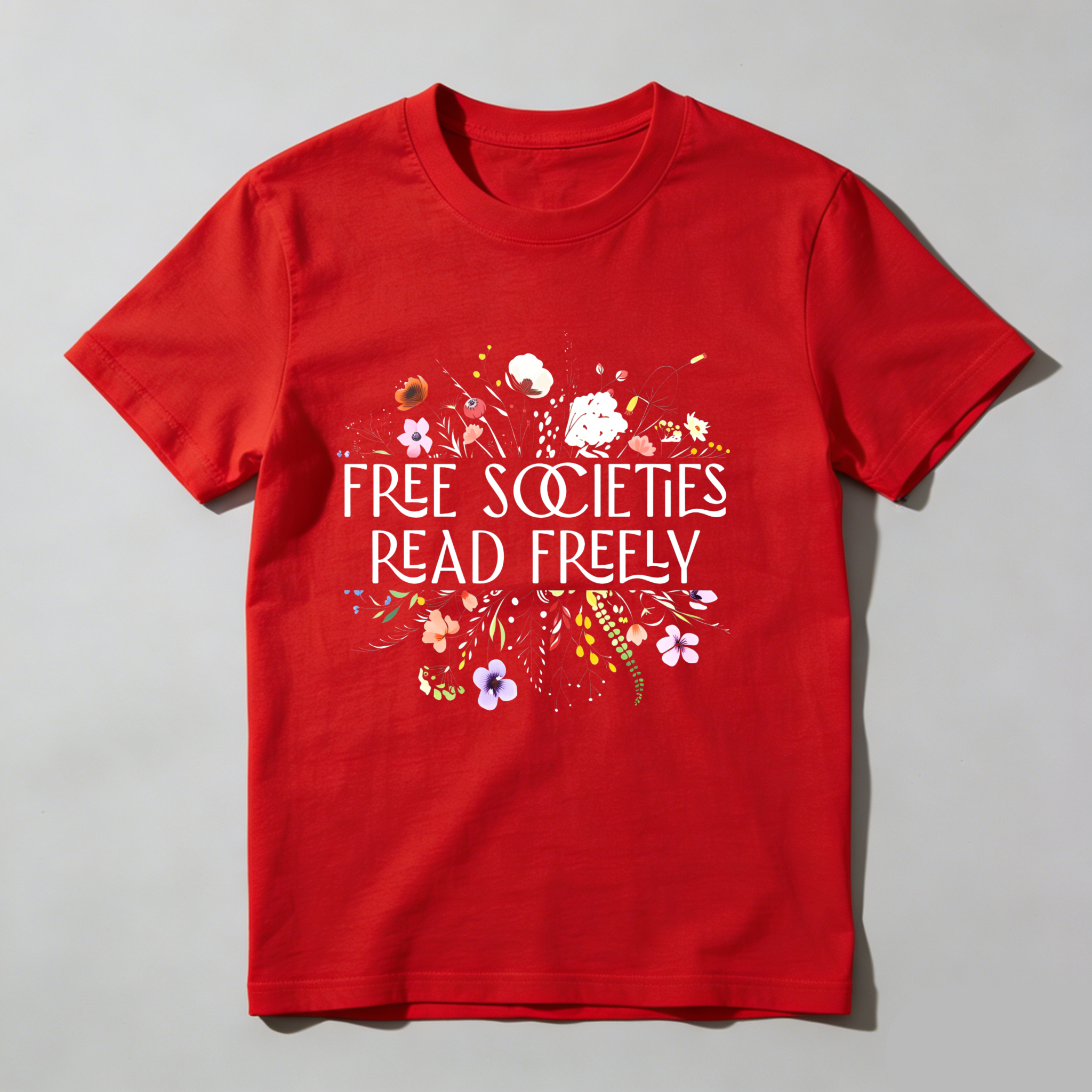 Dorawear™ Free Societies Read Freely Floral Design T Shirt