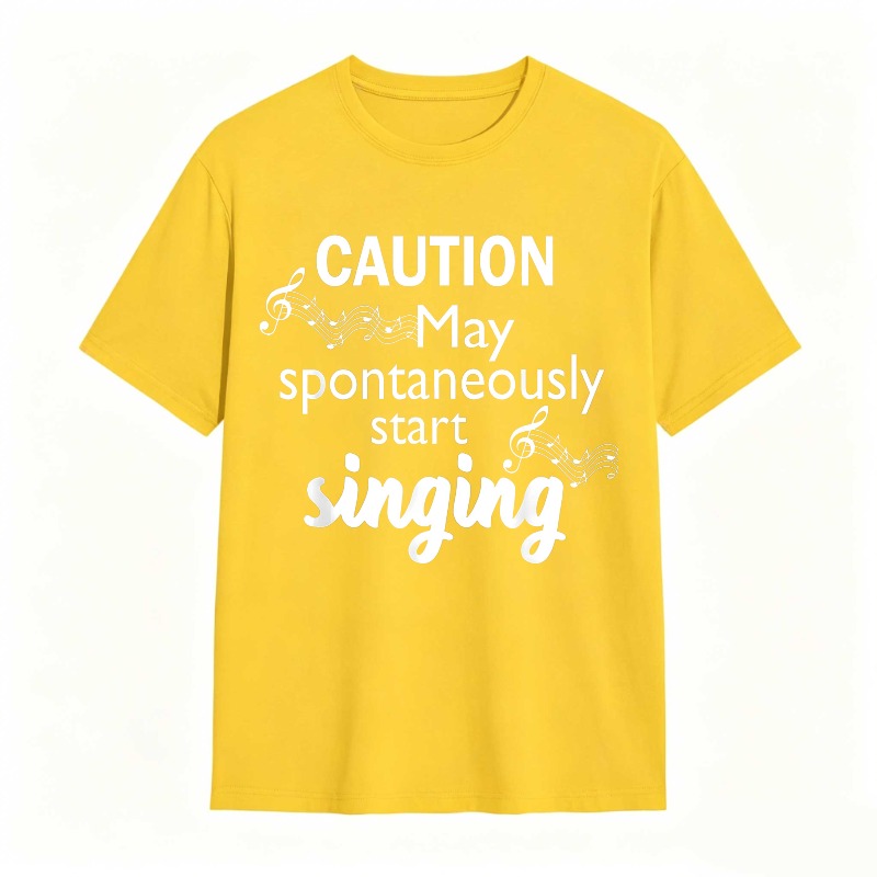 Dorawear™   Caution May Spontaneously Start Singing Music Notes Design T-shirt