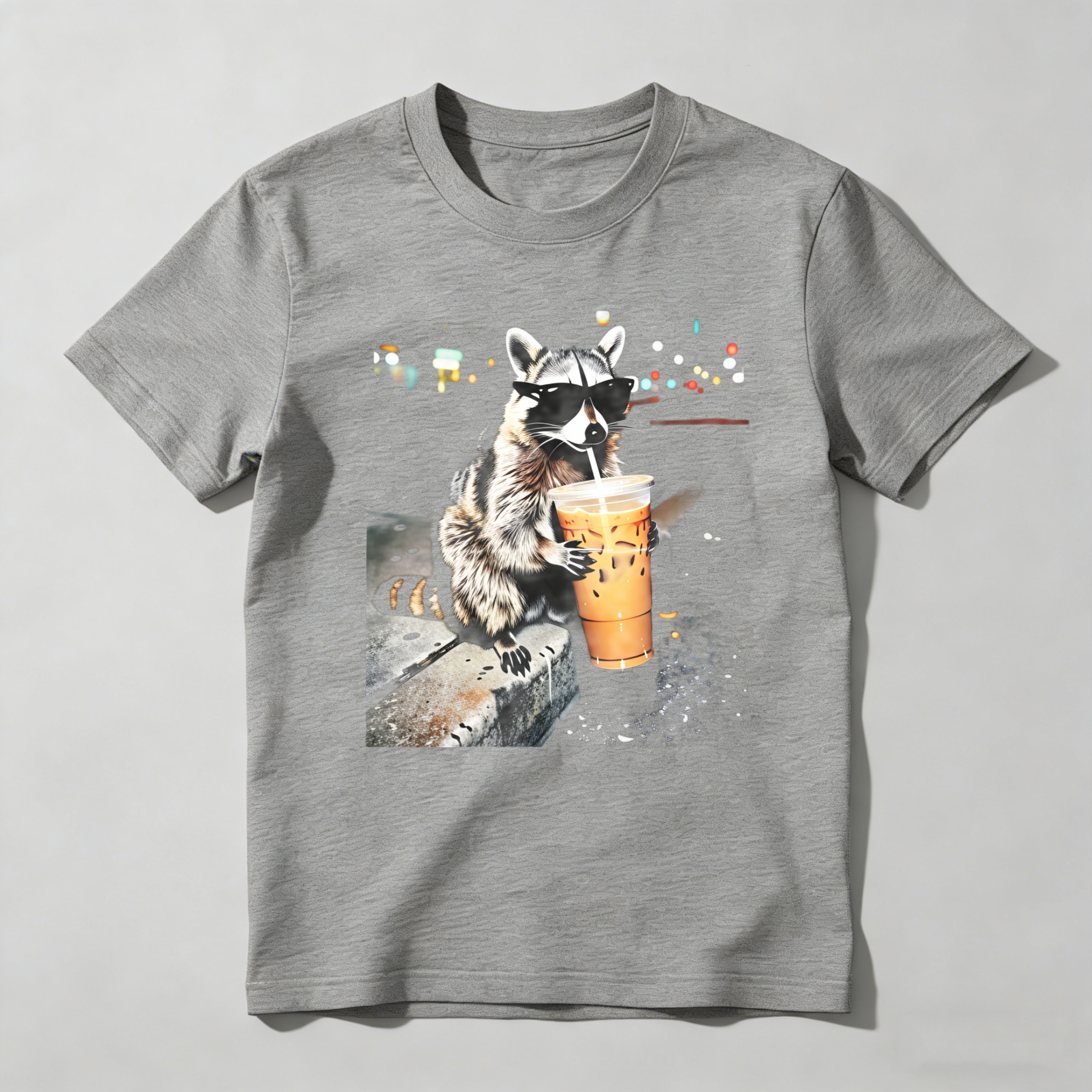 Dorawear™ Raccoon Wearing Sunglasses Drinking Iced Coffee At Night T Shirt