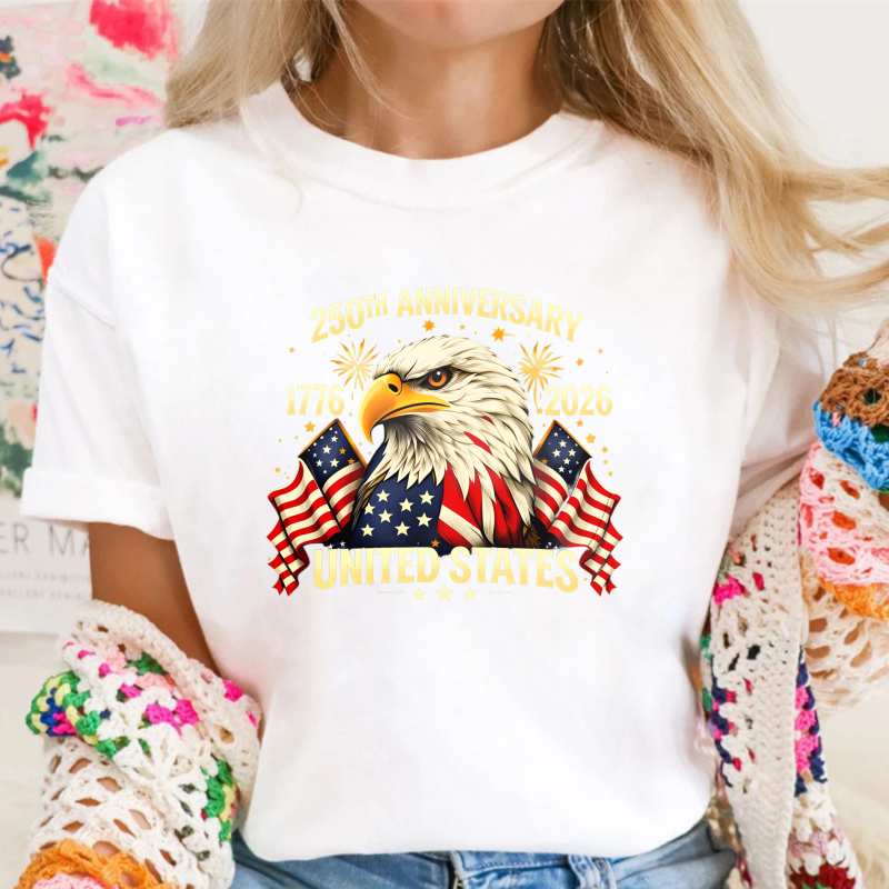 American Eagle With Flags And 250th Anniversary Text United States 1776 2026 Unisex Classic T-shirt