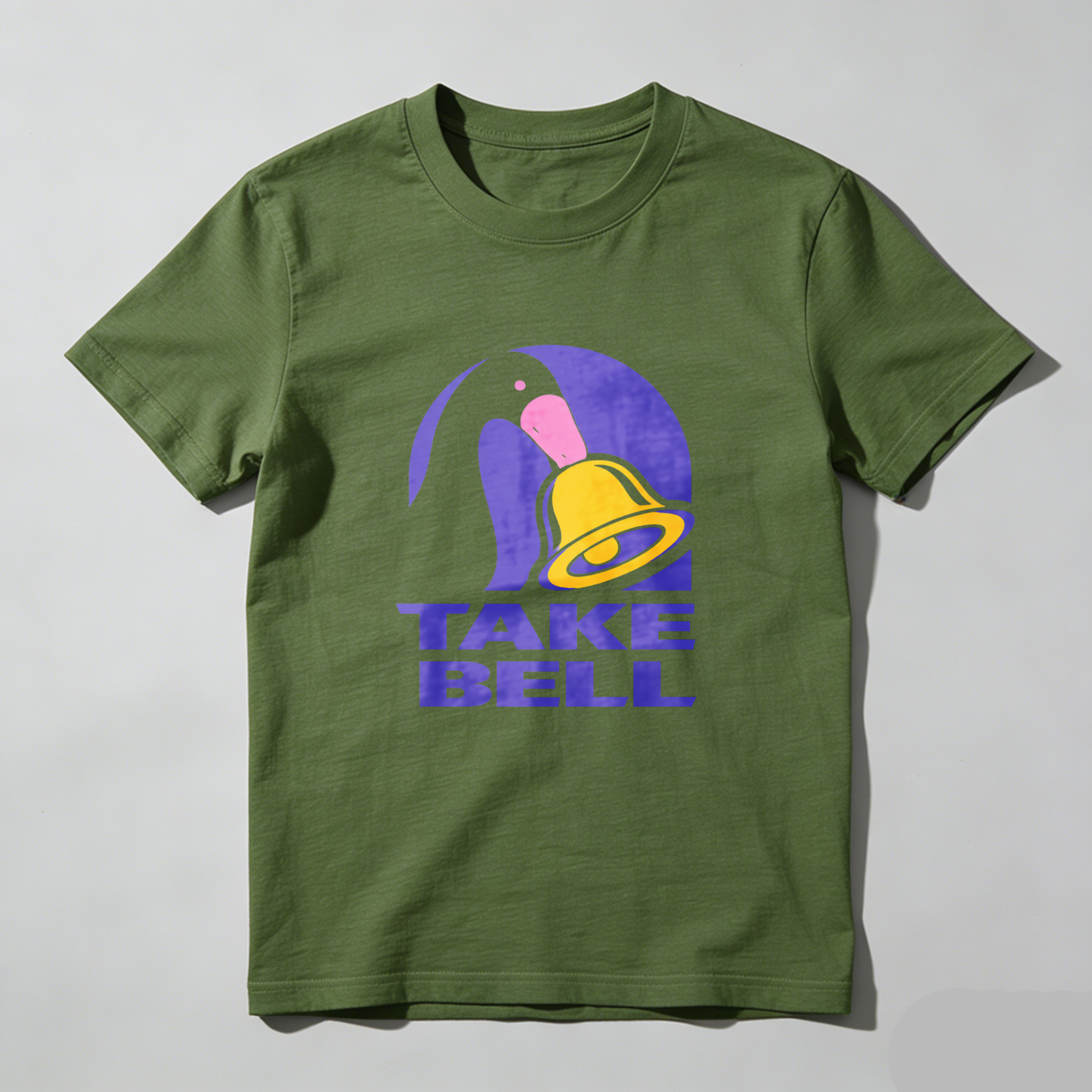Dorawear™ Take Bell Penguin Bell Purple Design Pure Cotton Short Sleeve T-Shirt-Dorawear