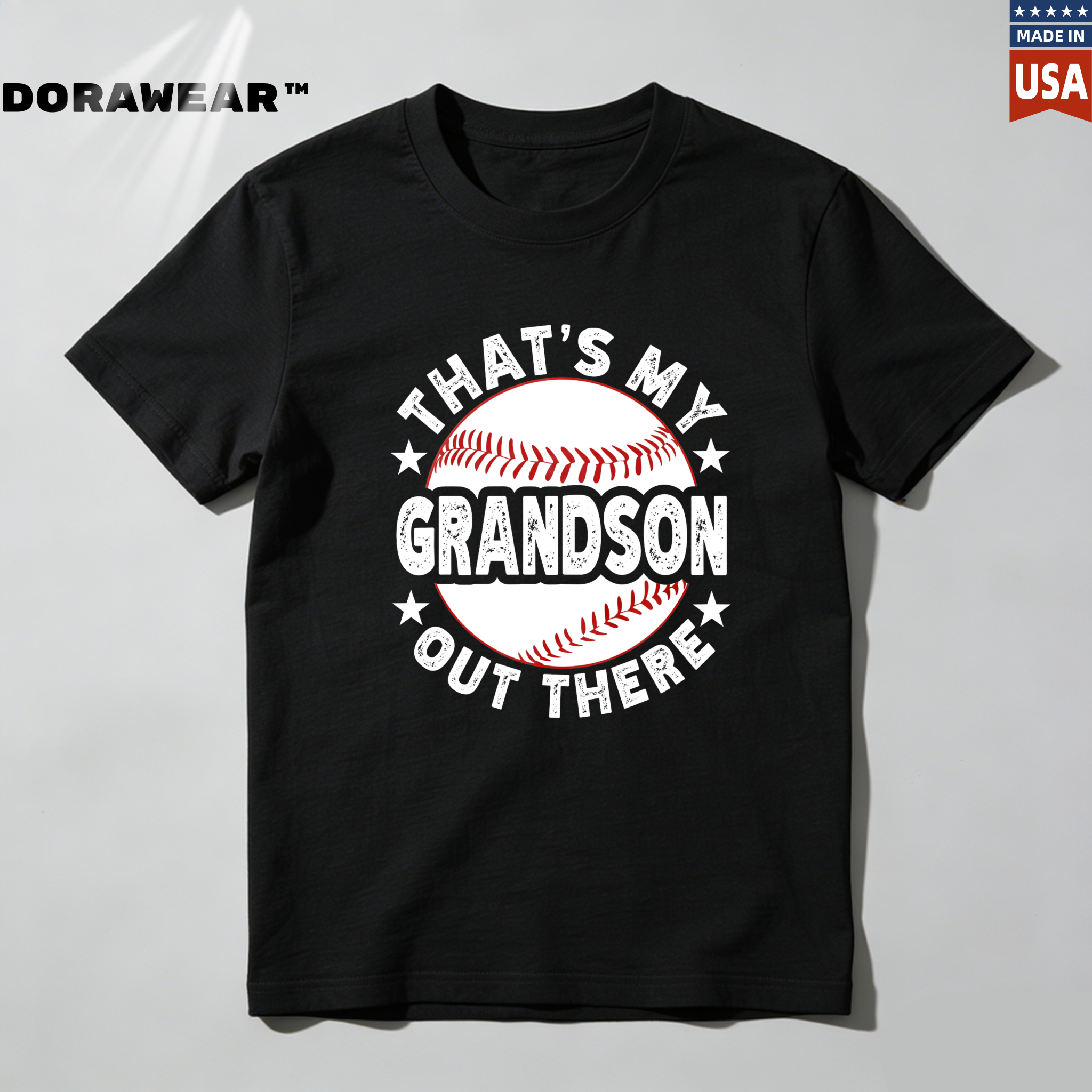 Dorawear™ That's My Grandson Out There Baseball Design  T Shirt-Dorawear