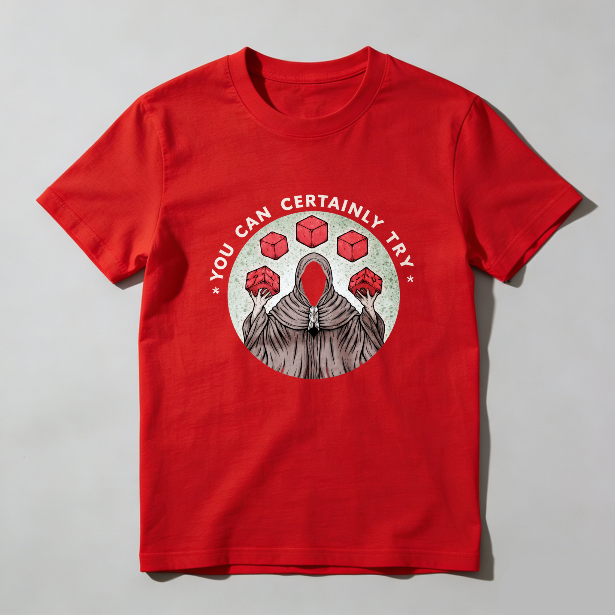 Dorawear™ You Can Certainly Try Hooded Figure Red Cubes Pure Cotton Short Sleeve T Shirt-Dorawear