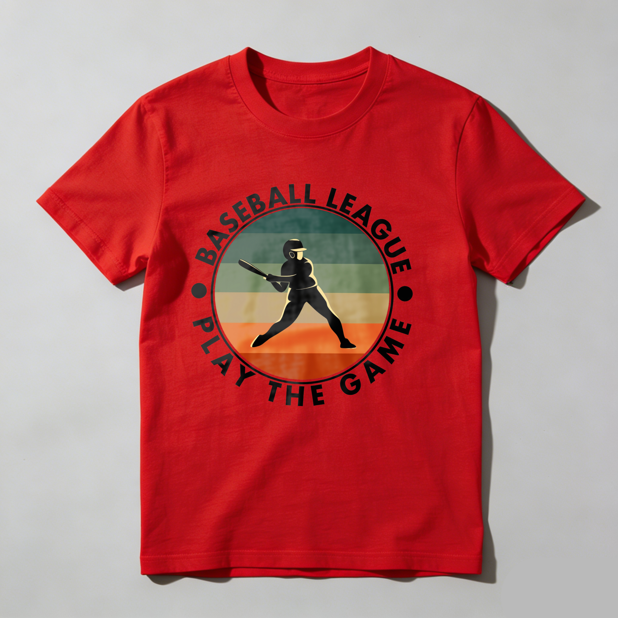 Dorawear™ Baseball Player Silhouette Retro Gradient Circle Design  T Shirt