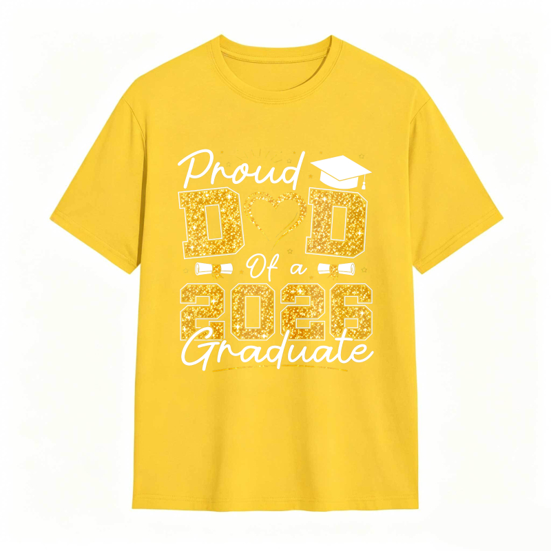 Dorawear™ Proud Dad Of A 2026 Graduate Graduation Cap Heart And Bow Tie Design Unisex Classic T-shirt