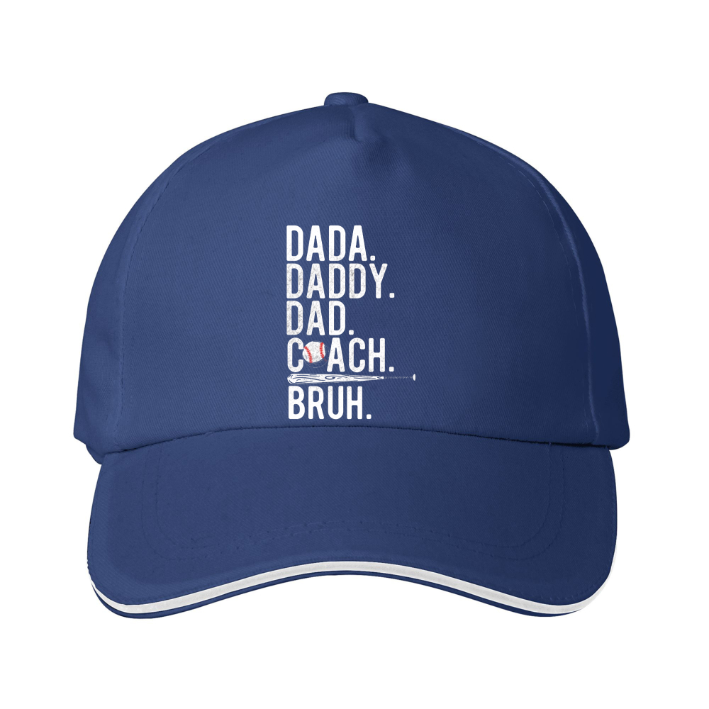 Dorawear™ Black Baseball Cap With Dada Daddy Dad Coach Bruh Text For Father And Coach Gifts