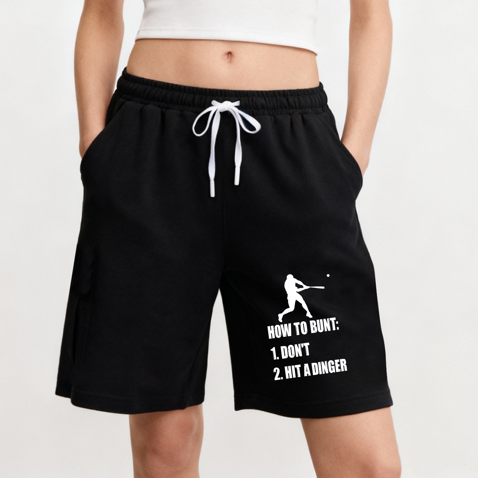 Dorawear™ How To Bunt Baseball Player Silhouette With Text Shorts(1)-Dorawear